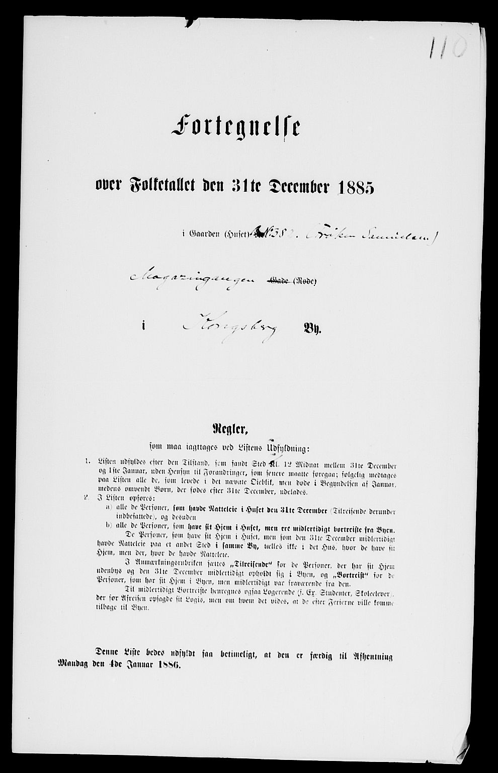 SAKO, 1885 census for 0604 Kongsberg, 1885, p. 901