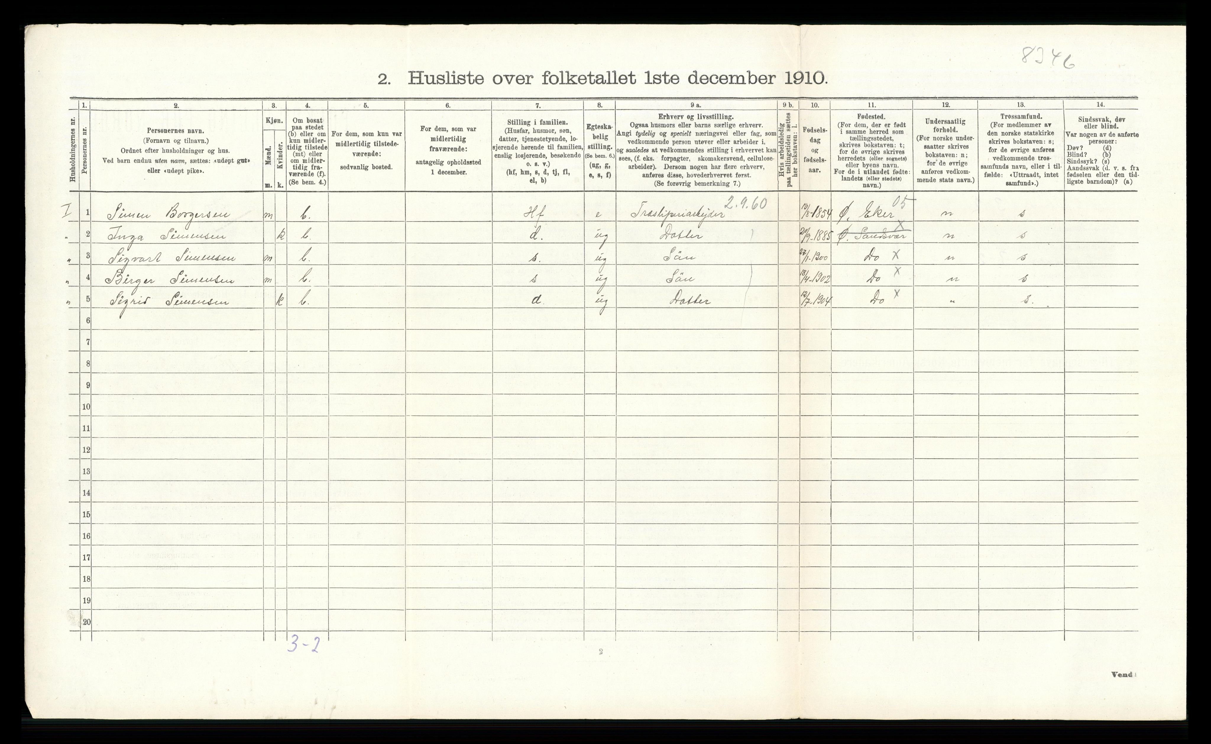 RA, 1910 census for Øvre Sandsvær, 1910, p. 528