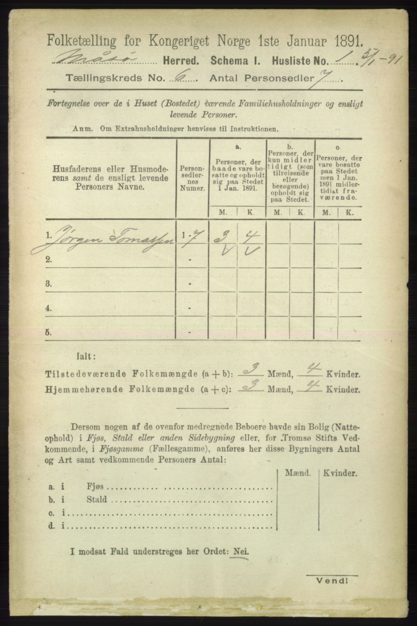 RA, 1891 census for 2018 Måsøy, 1891, p. 1079