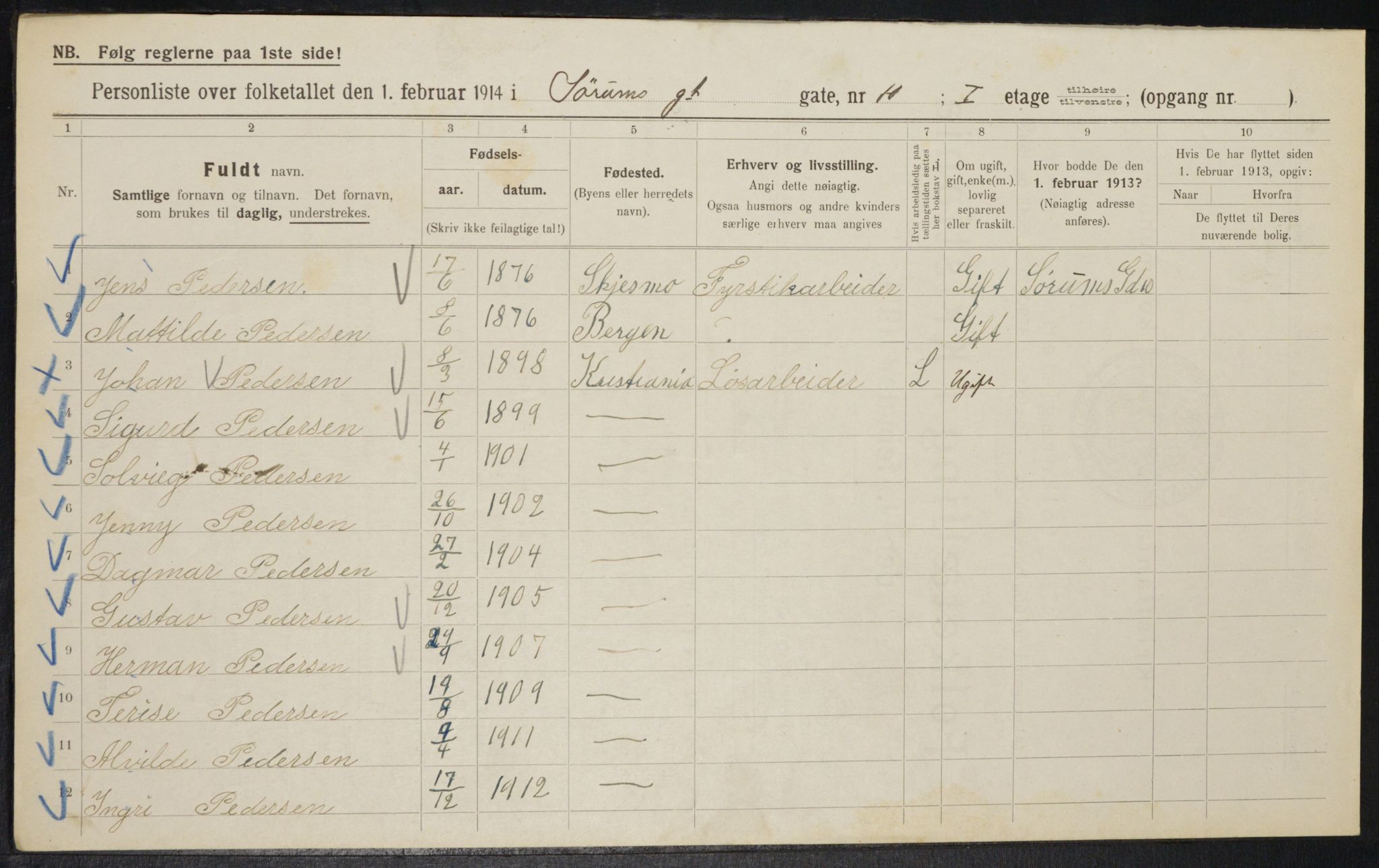 OBA, Municipal Census 1914 for Kristiania, 1914, p. 107721