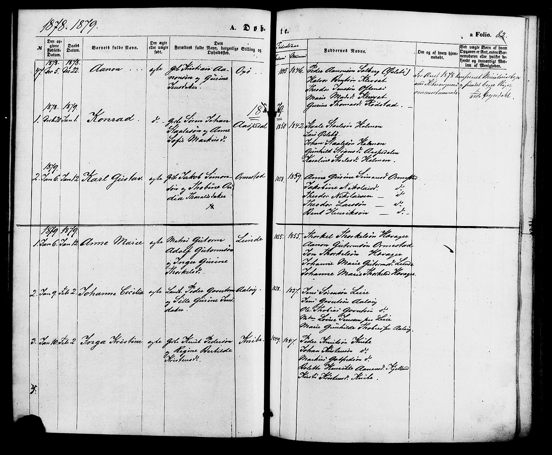 Søgne sokneprestkontor, SAK/1111-0037/F/Fa/Fab/L0011: Parish register (official) no. A 11, 1869-1879, p. 82