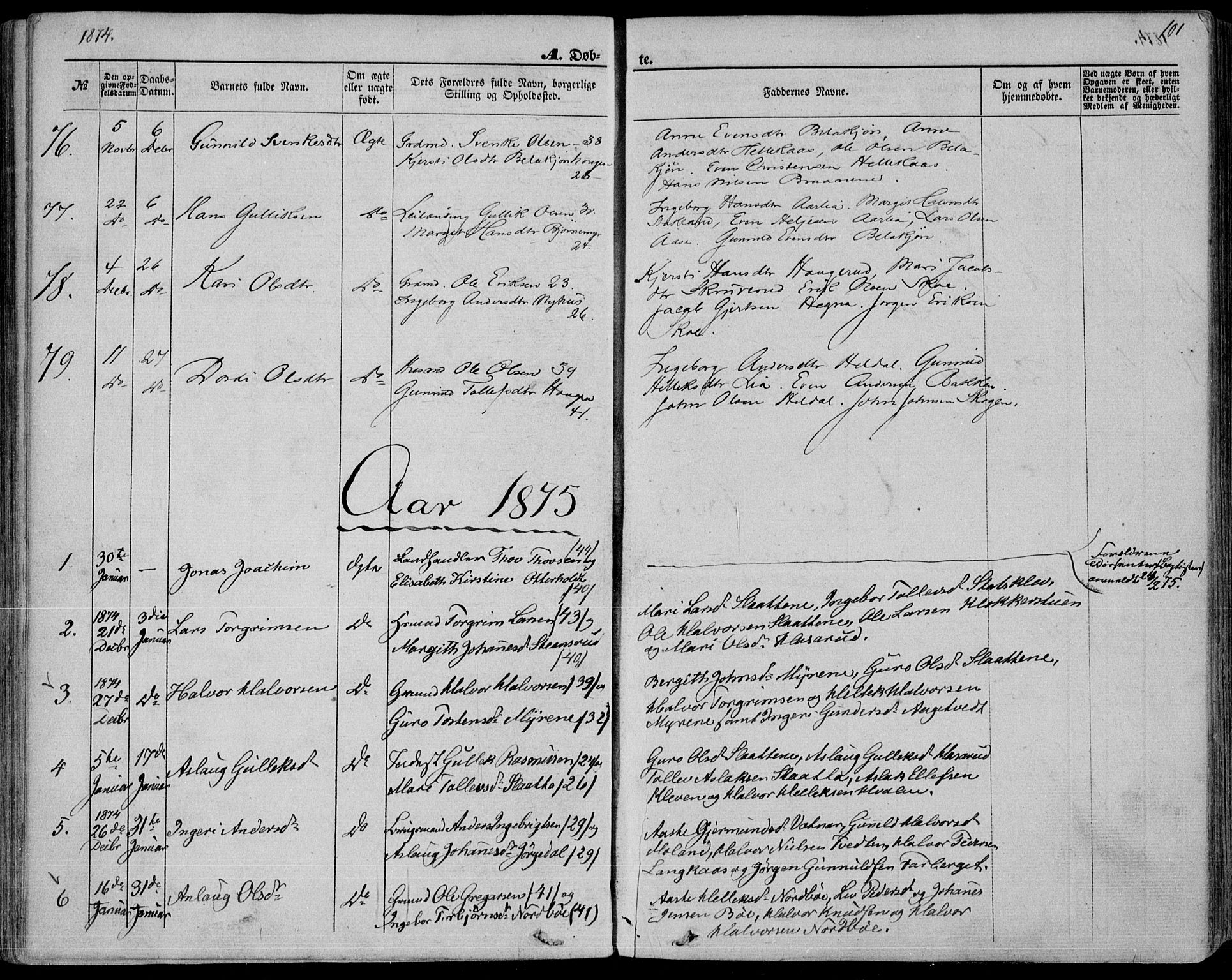 Bø kirkebøker, SAKO/A-257/F/Fa/L0009: Parish register (official) no. 9, 1862-1879, p. 101