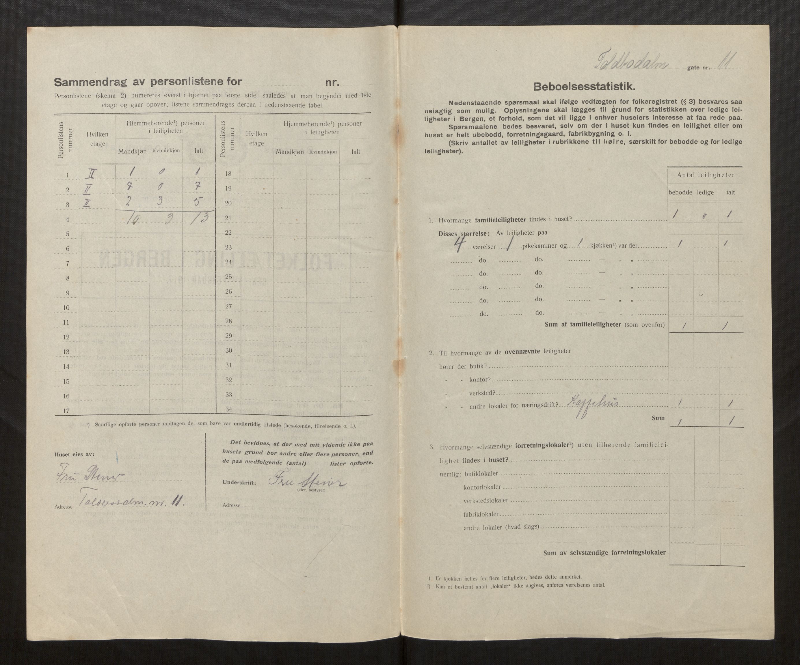 SAB, Municipal Census 1917 for Bergen, 1917, p. 41864