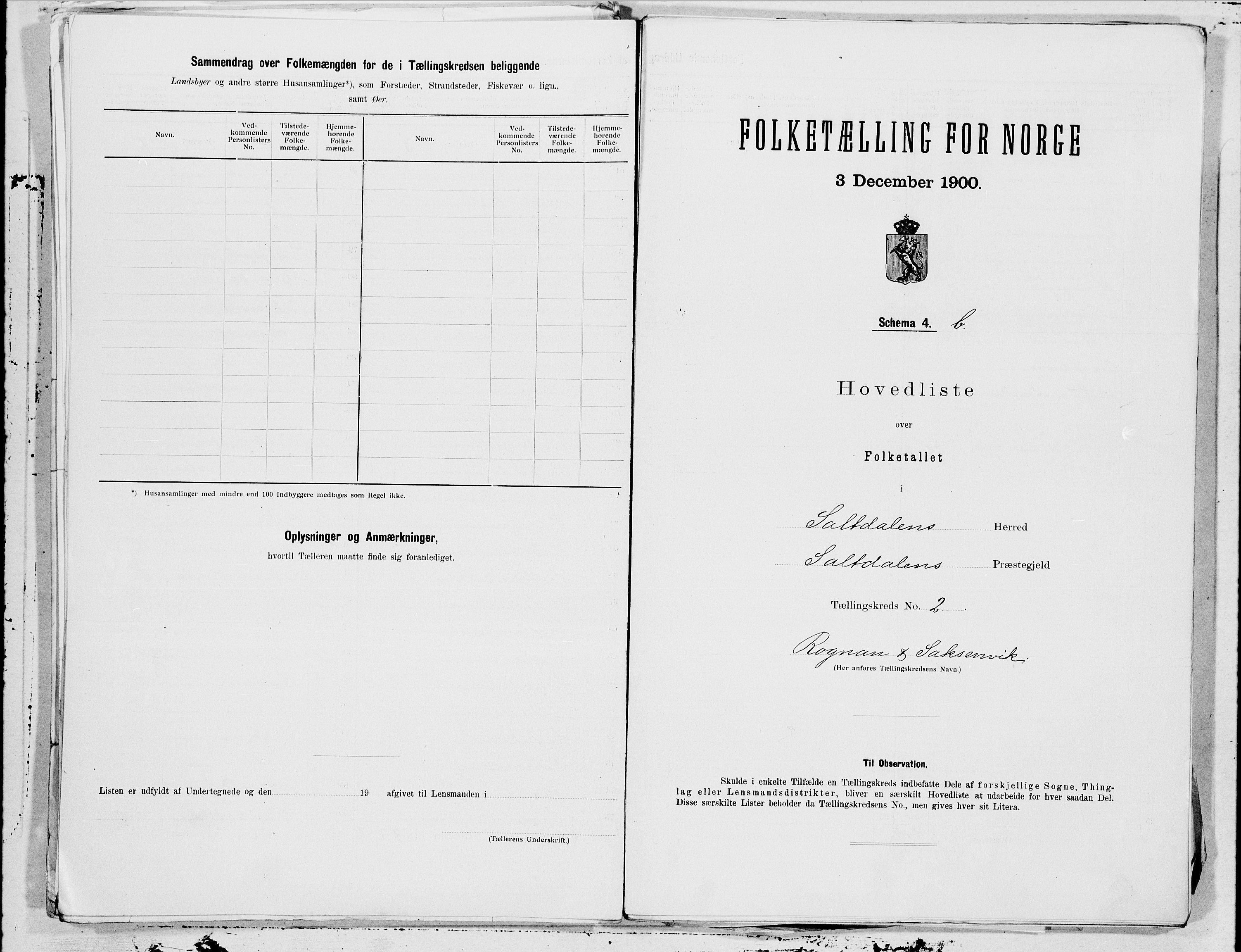 SAT, 1900 census for Saltdal, 1900, p. 6