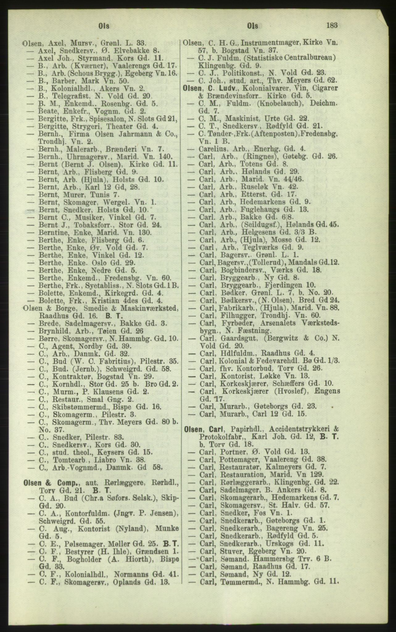 Kristiania/Oslo adressebok, PUBL/-, 1884, p. 183