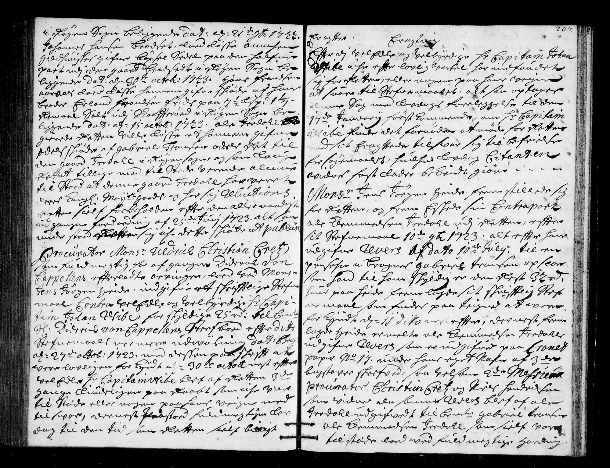 Lier, Røyken og Hurum sorenskriveri, AV/SAKO-A-89/F/Fa/L0045: Tingbok, 1721-1724, p. 207