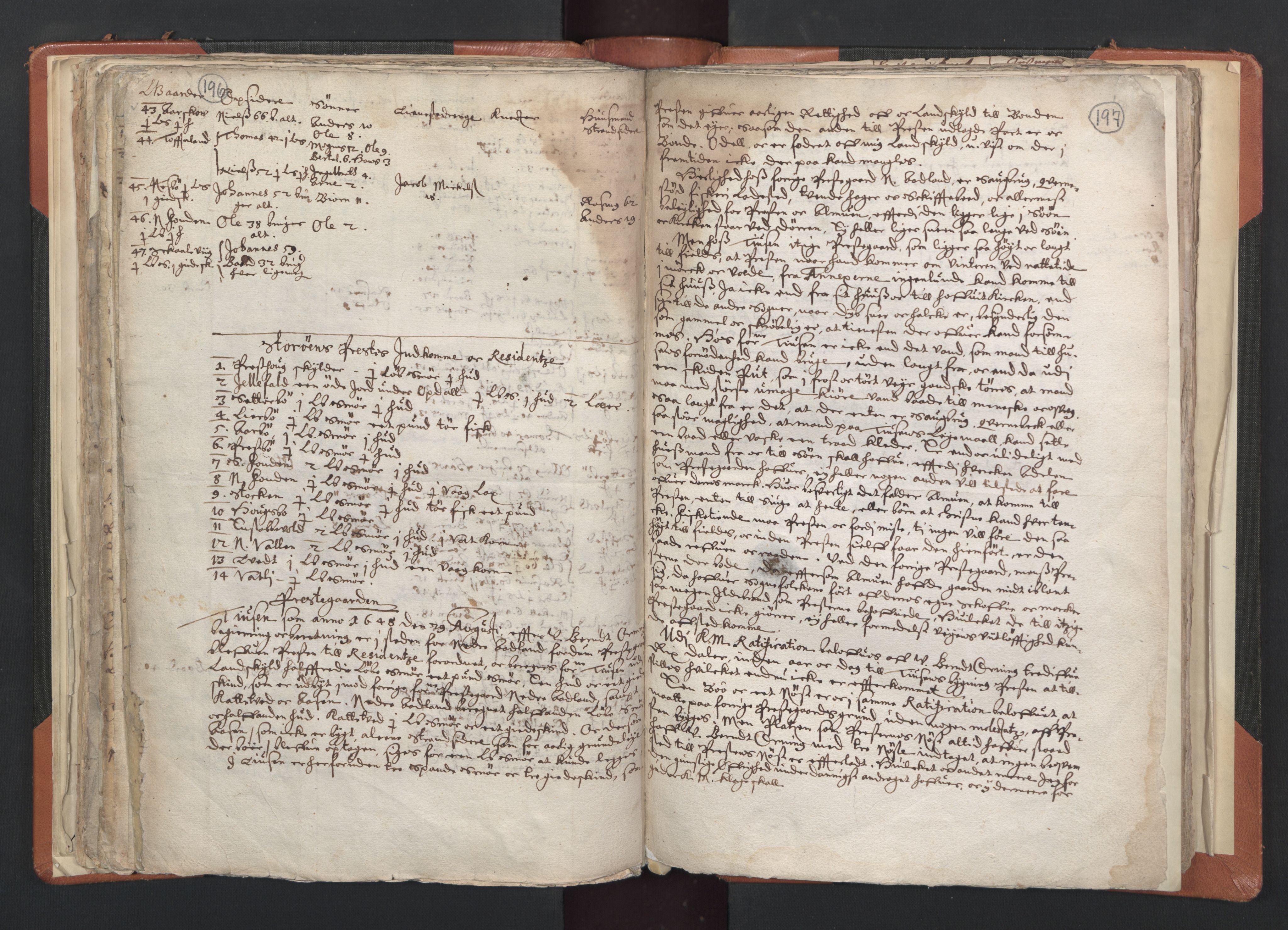 RA, Vicar's Census 1664-1666, no. 20: Sunnhordland deanery, 1664-1666, p. 196-197