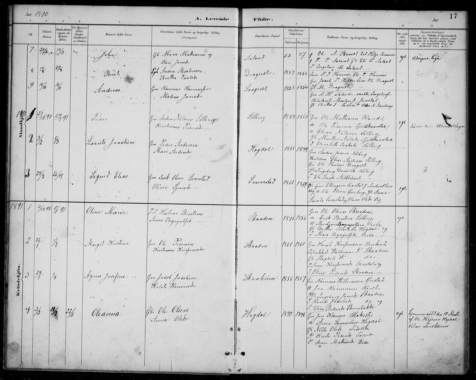 Innvik sokneprestembete, SAB/A-80501: Parish register (copy) no. A 3, 1886-1912, p. 17