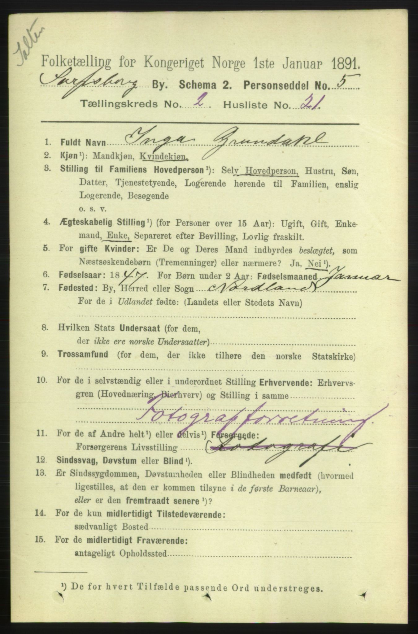 RA, 1891 census for 0102 Sarpsborg, 1891, p. 1464