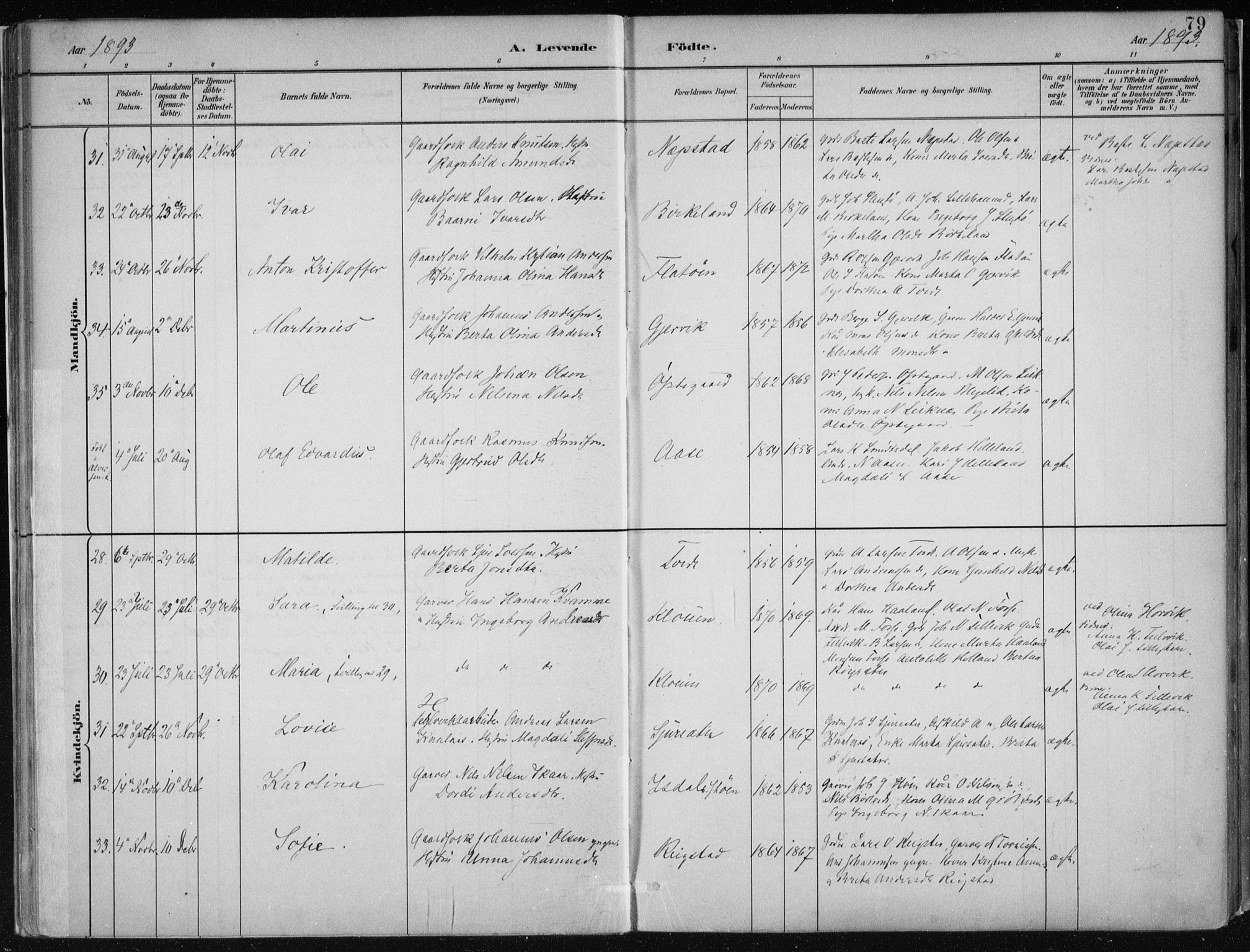 Hamre sokneprestembete, AV/SAB-A-75501/H/Ha/Haa/Haab/L0001: Parish register (official) no. B  1, 1882-1905, p. 79