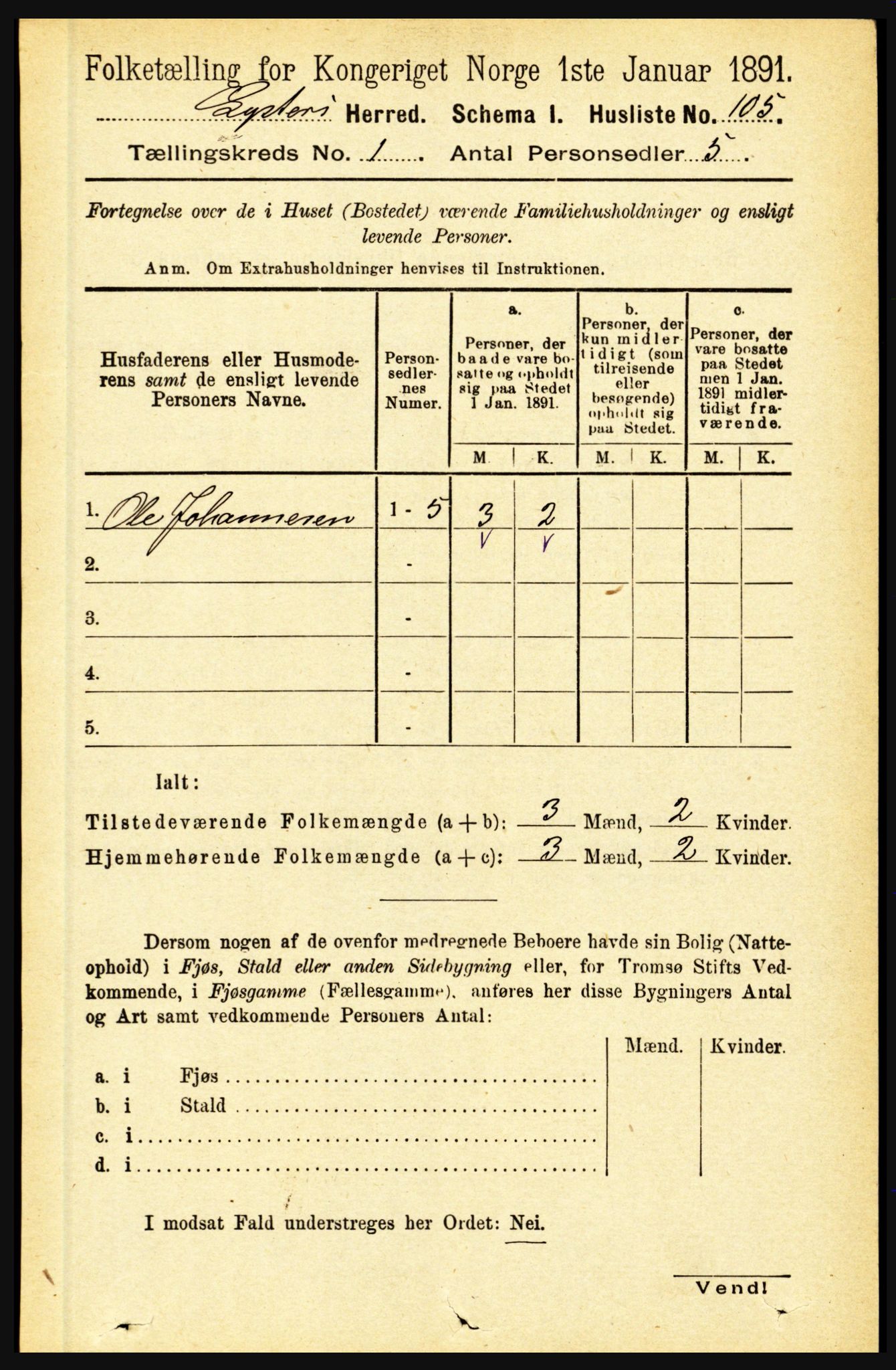 RA, 1891 census for 1426 Luster, 1891, p. 139