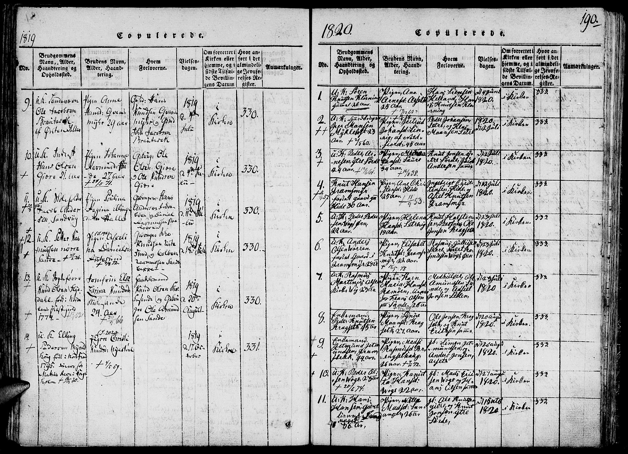 Ministerialprotokoller, klokkerbøker og fødselsregistre - Møre og Romsdal, AV/SAT-A-1454/503/L0033: Parish register (official) no. 503A01, 1816-1841, p. 190