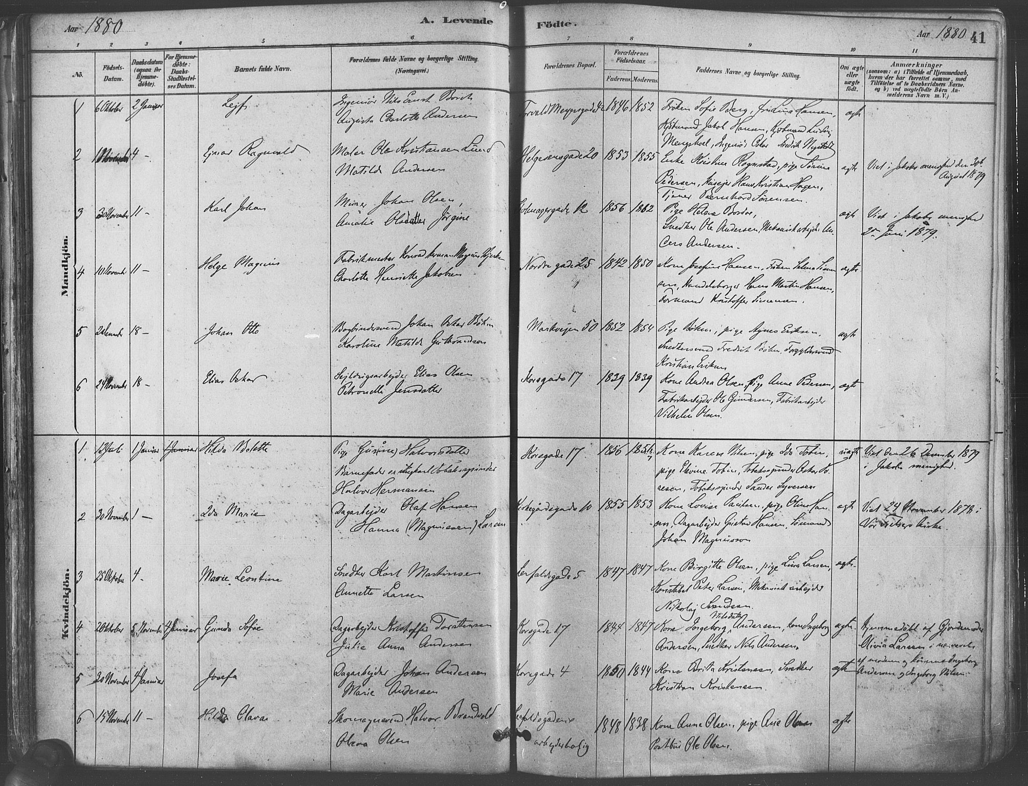 Paulus prestekontor Kirkebøker, SAO/A-10871/F/Fa/L0003: Parish register (official) no. 3, 1879-1887, p. 41