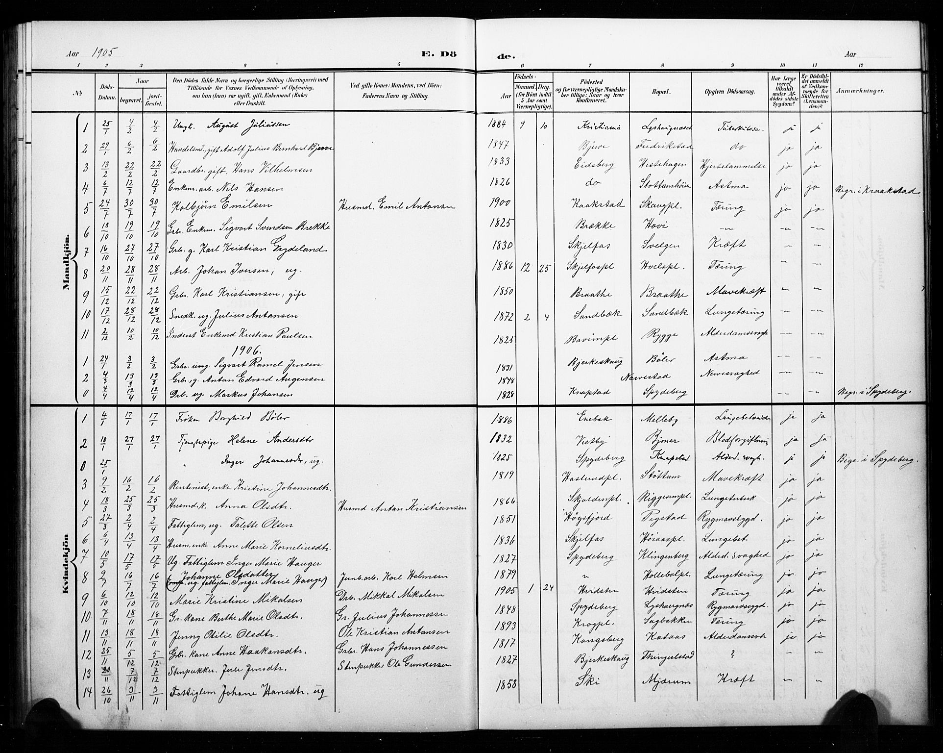 Hobøl prestekontor Kirkebøker, AV/SAO-A-2002/G/Gb/L0001: Parish register (copy) no. II 1, 1905-1929