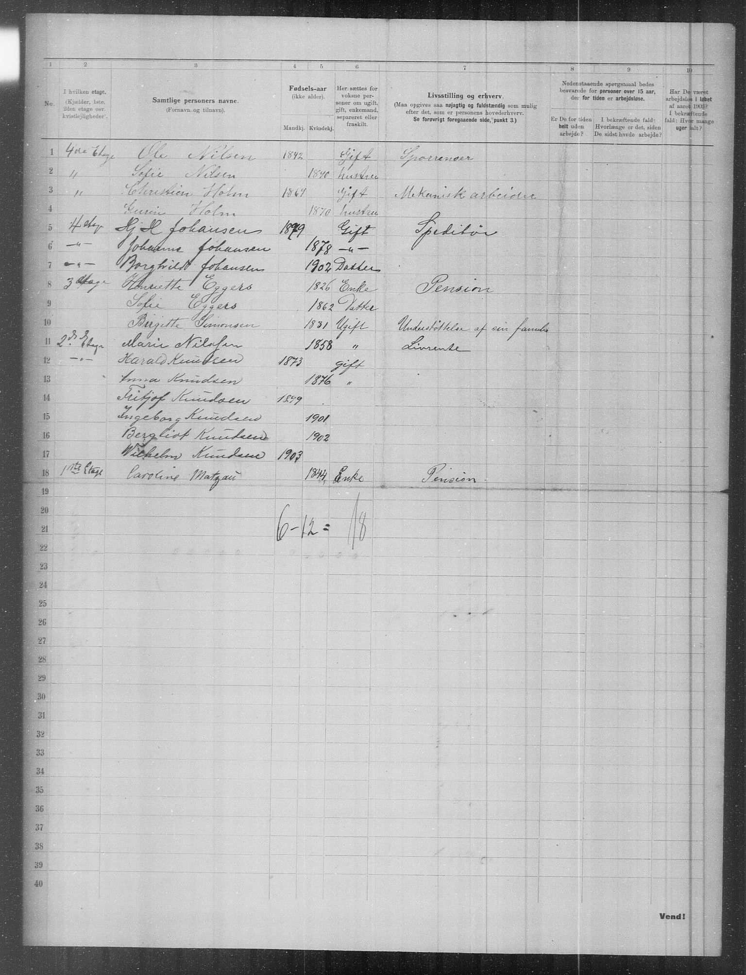 OBA, Municipal Census 1903 for Kristiania, 1903, p. 5995