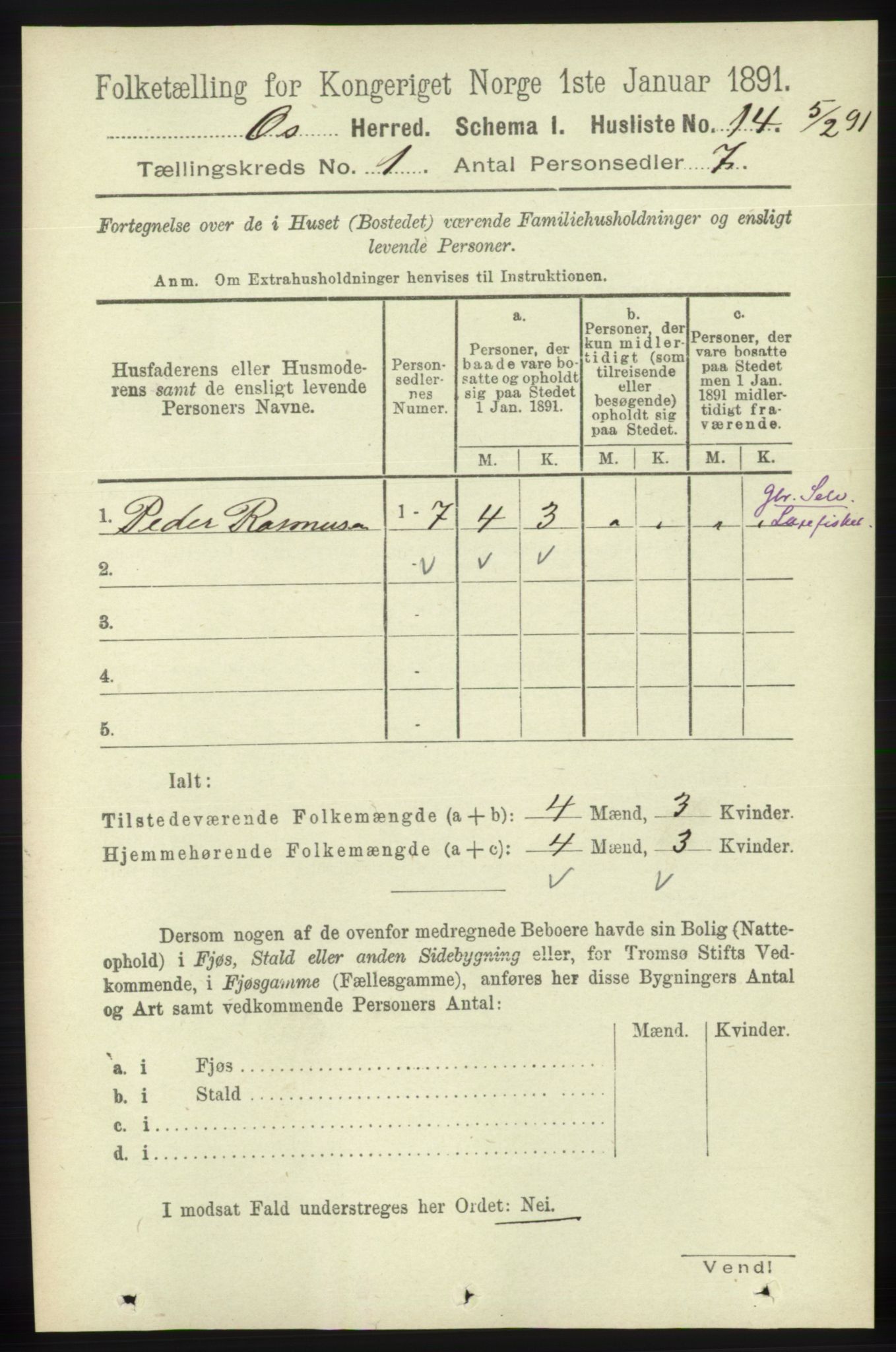 RA, 1891 census for 1243 Os, 1891, p. 49