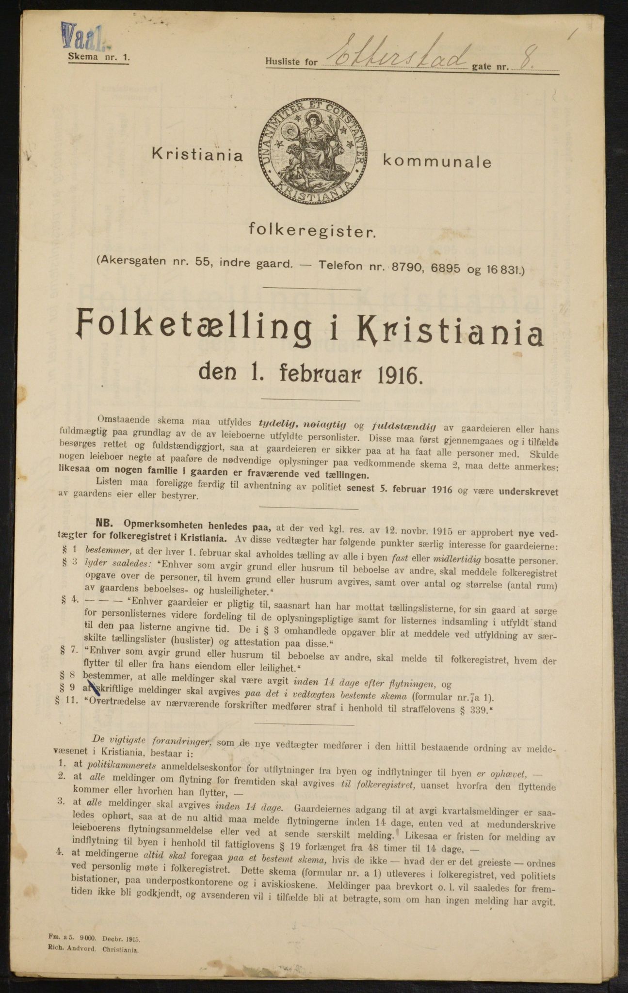 OBA, Municipal Census 1916 for Kristiania, 1916, p. 22732