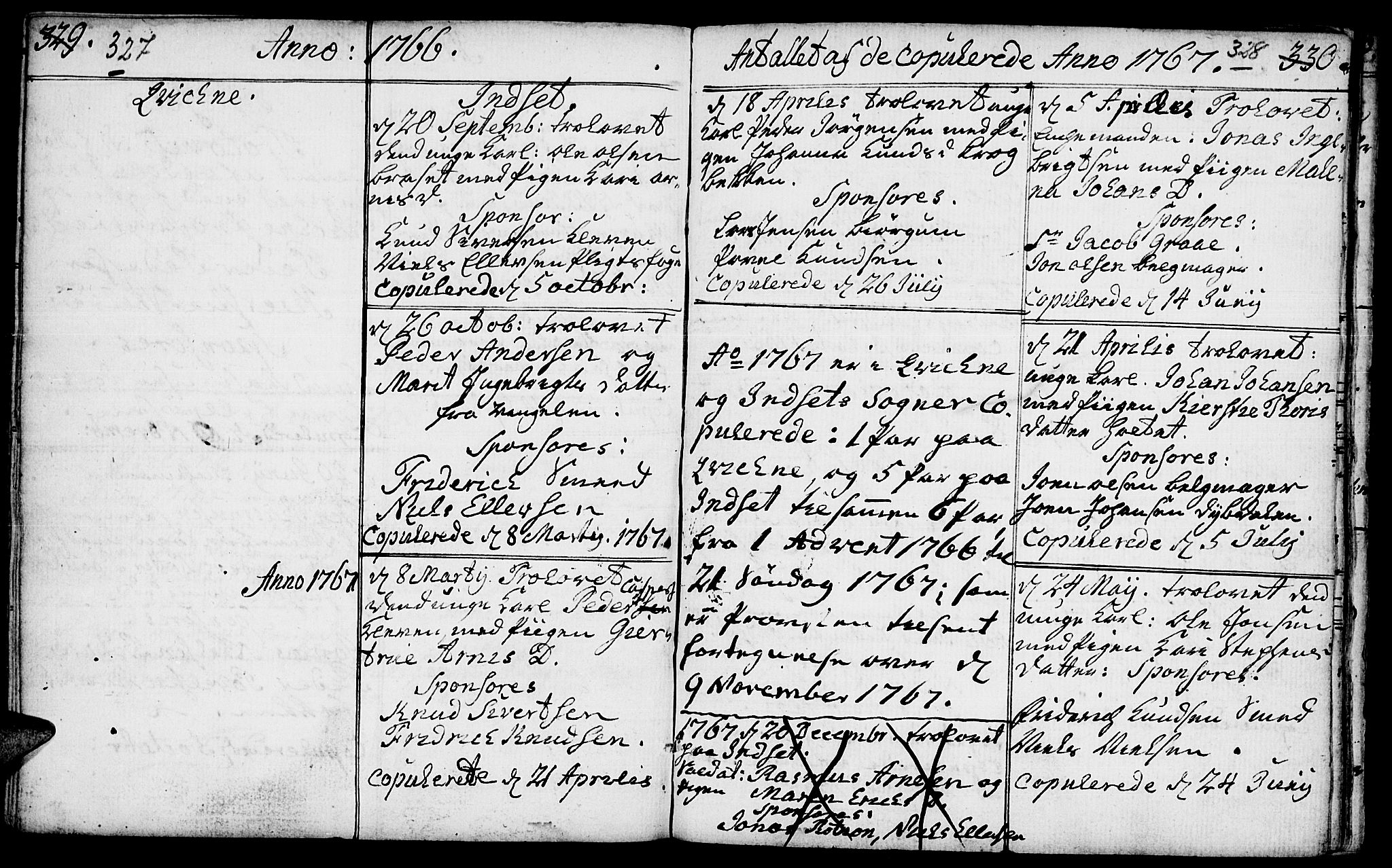 Kvikne prestekontor, SAH/PREST-064/H/Ha/Haa/L0002: Parish register (official) no. 2, 1764-1784, p. 327-328