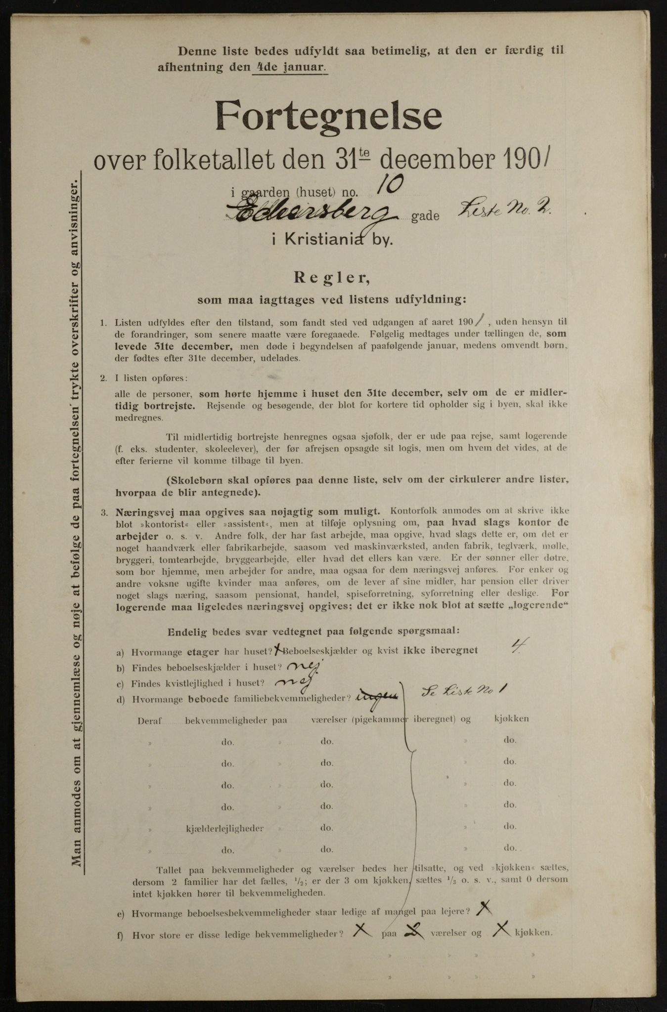 OBA, Municipal Census 1901 for Kristiania, 1901, p. 2960