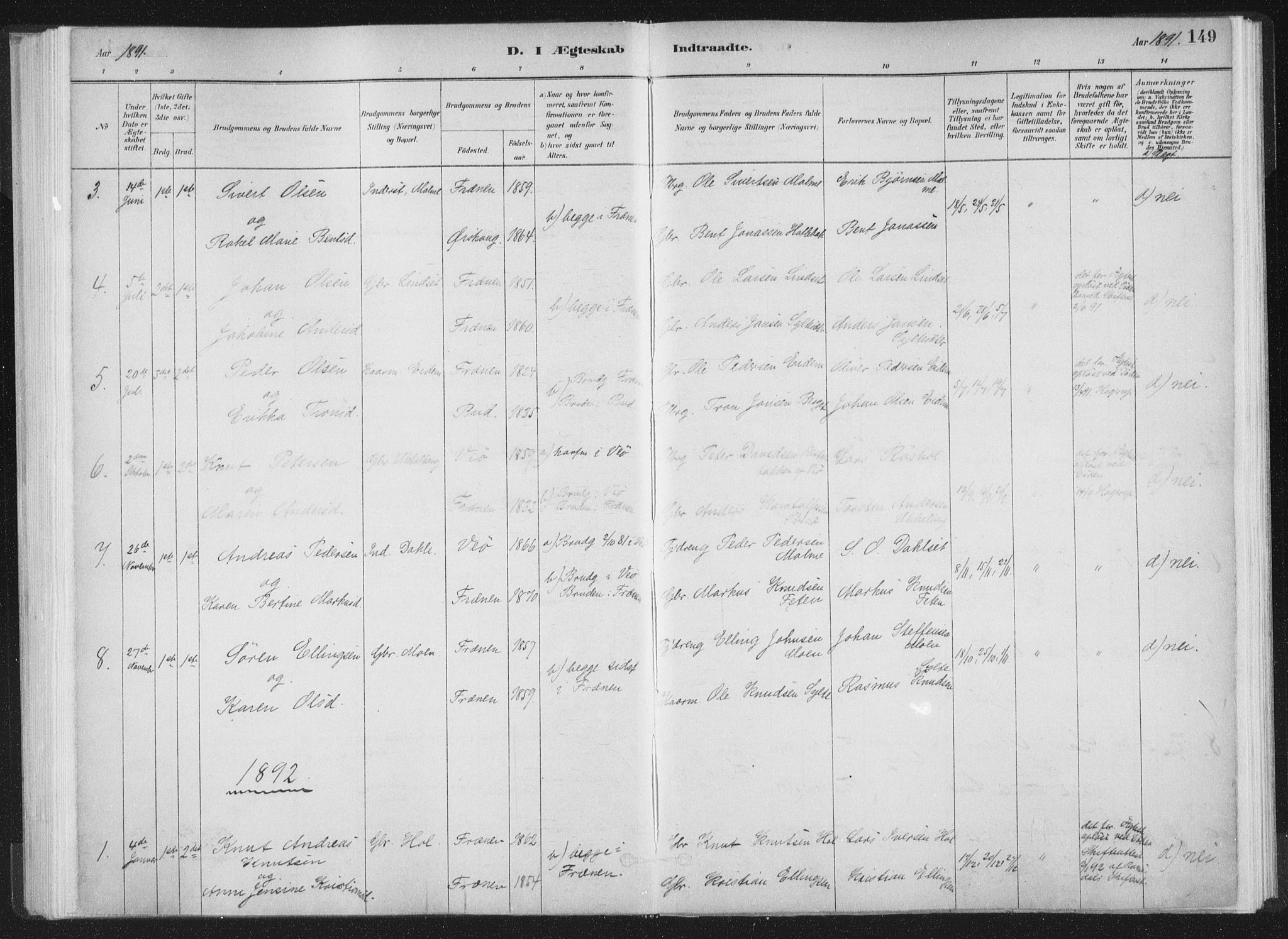 Ministerialprotokoller, klokkerbøker og fødselsregistre - Møre og Romsdal, SAT/A-1454/564/L0740: Parish register (official) no. 564A01, 1880-1899, p. 149
