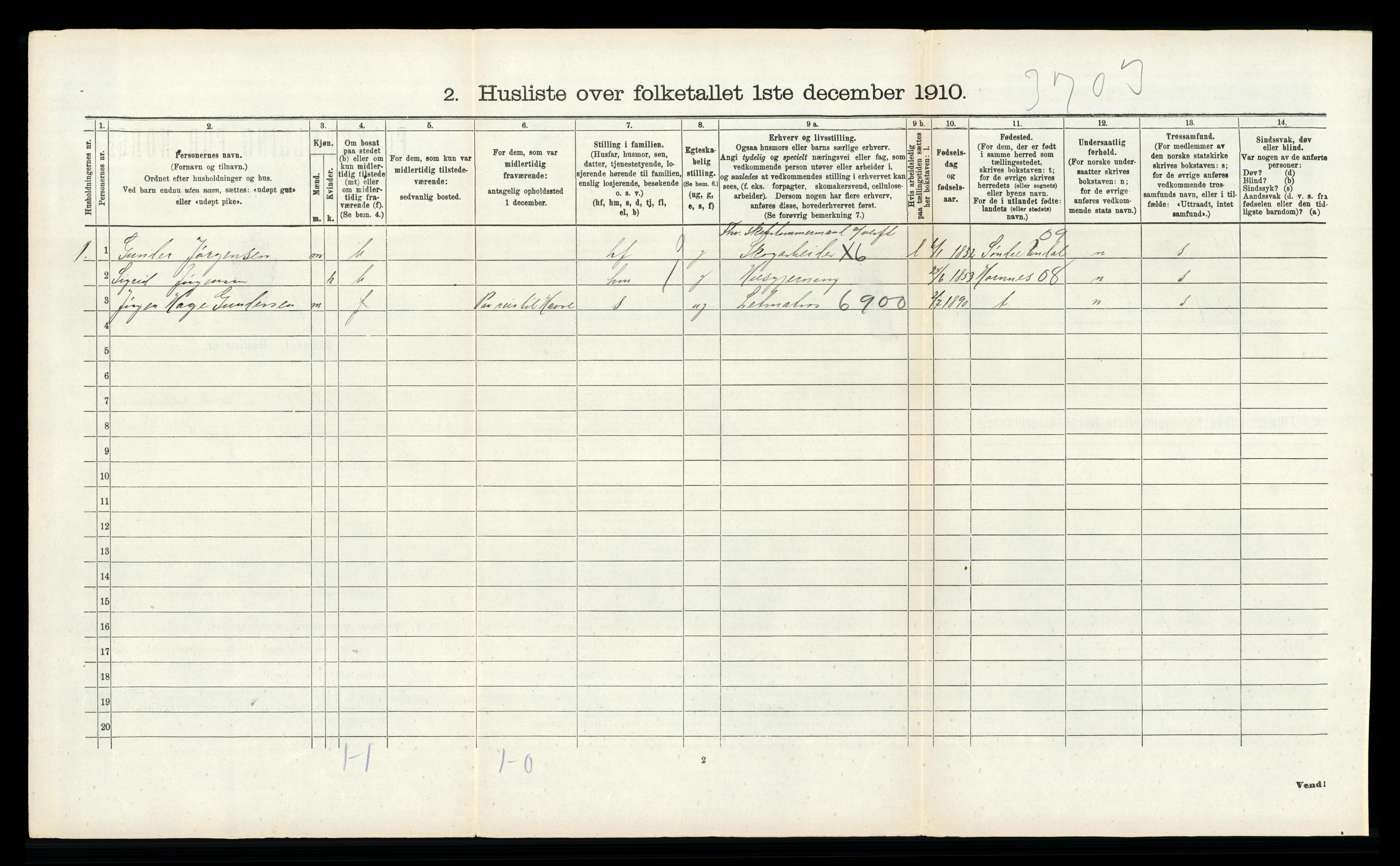 RA, 1910 census for Fjære, 1910, p. 796