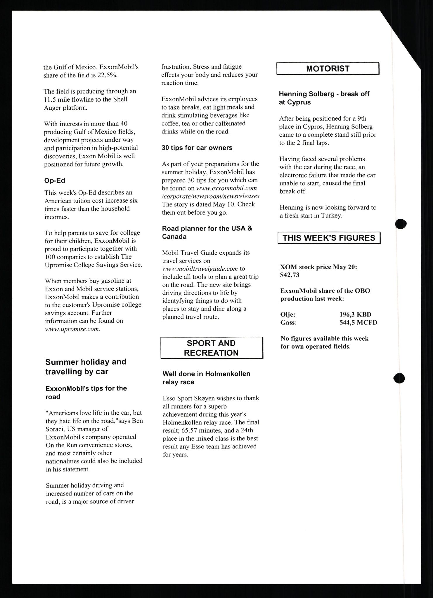 Pa 0982 - Esso Norge A/S, AV/SAST-A-100448/X/Xd/L0006: Ukenytt, 2002-2006