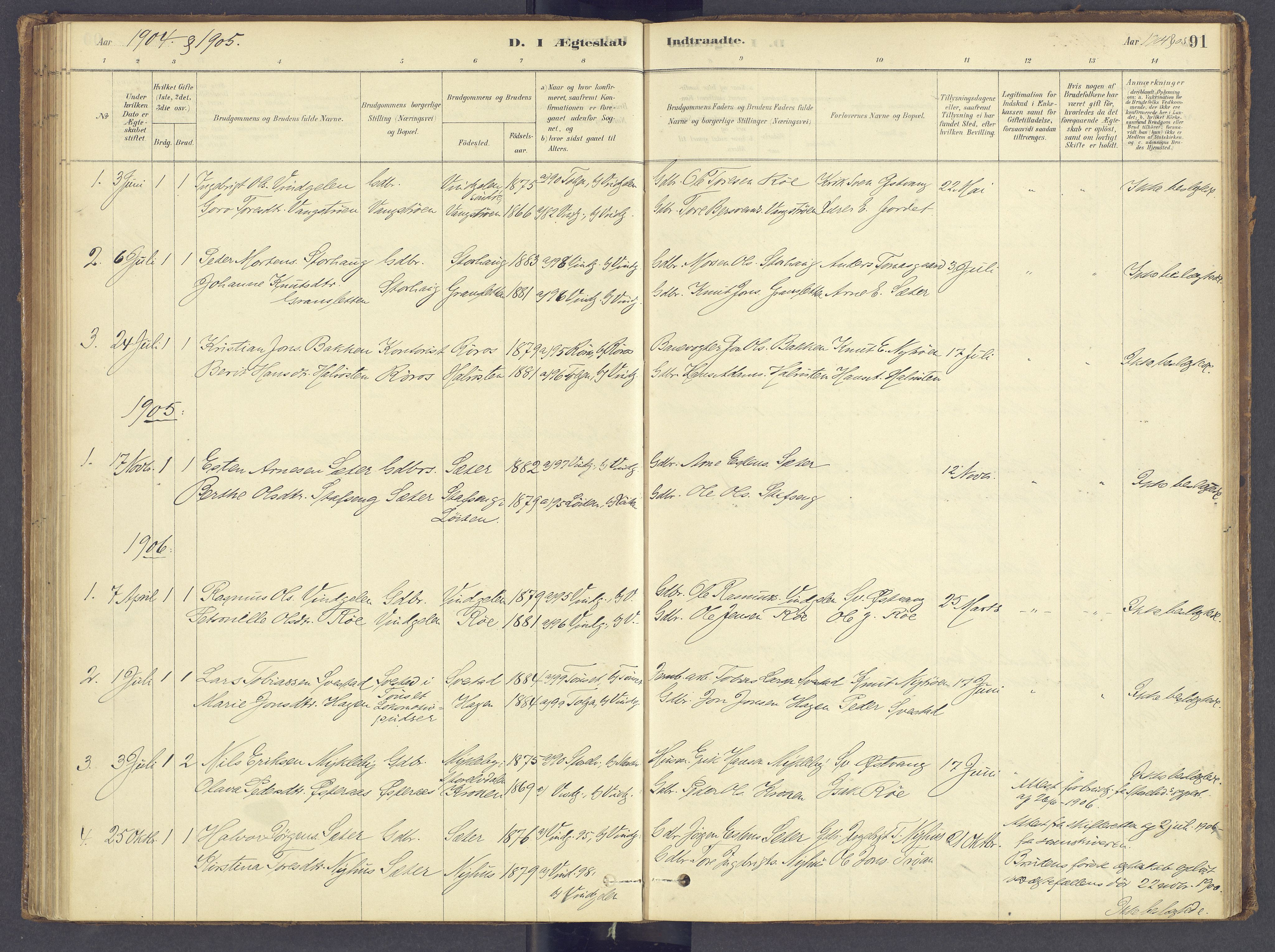 Tolga prestekontor, SAH/PREST-062/K/L0012: Parish register (official) no. 12, 1877-1925, p. 91