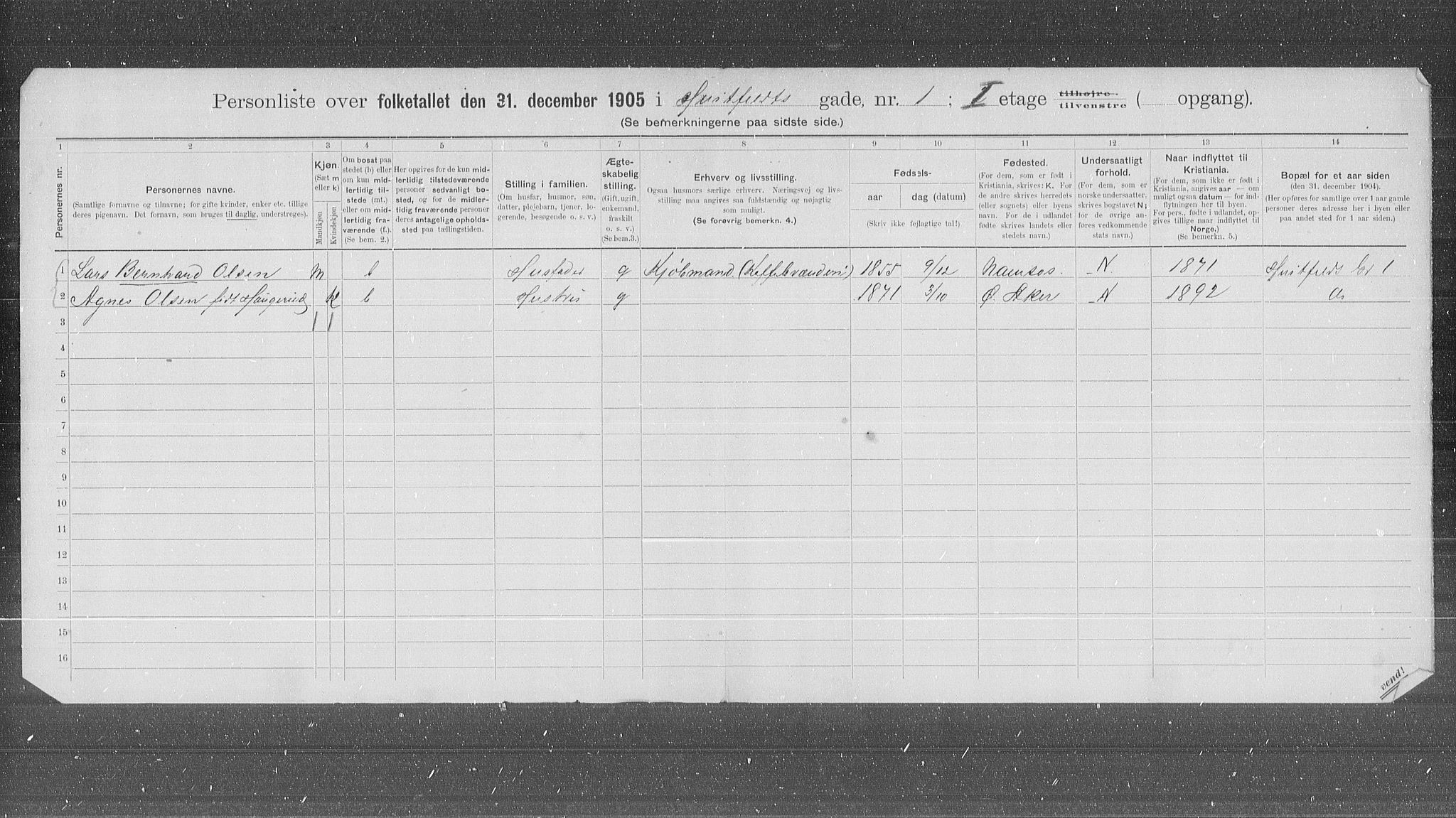 OBA, Municipal Census 1905 for Kristiania, 1905, p. 21577