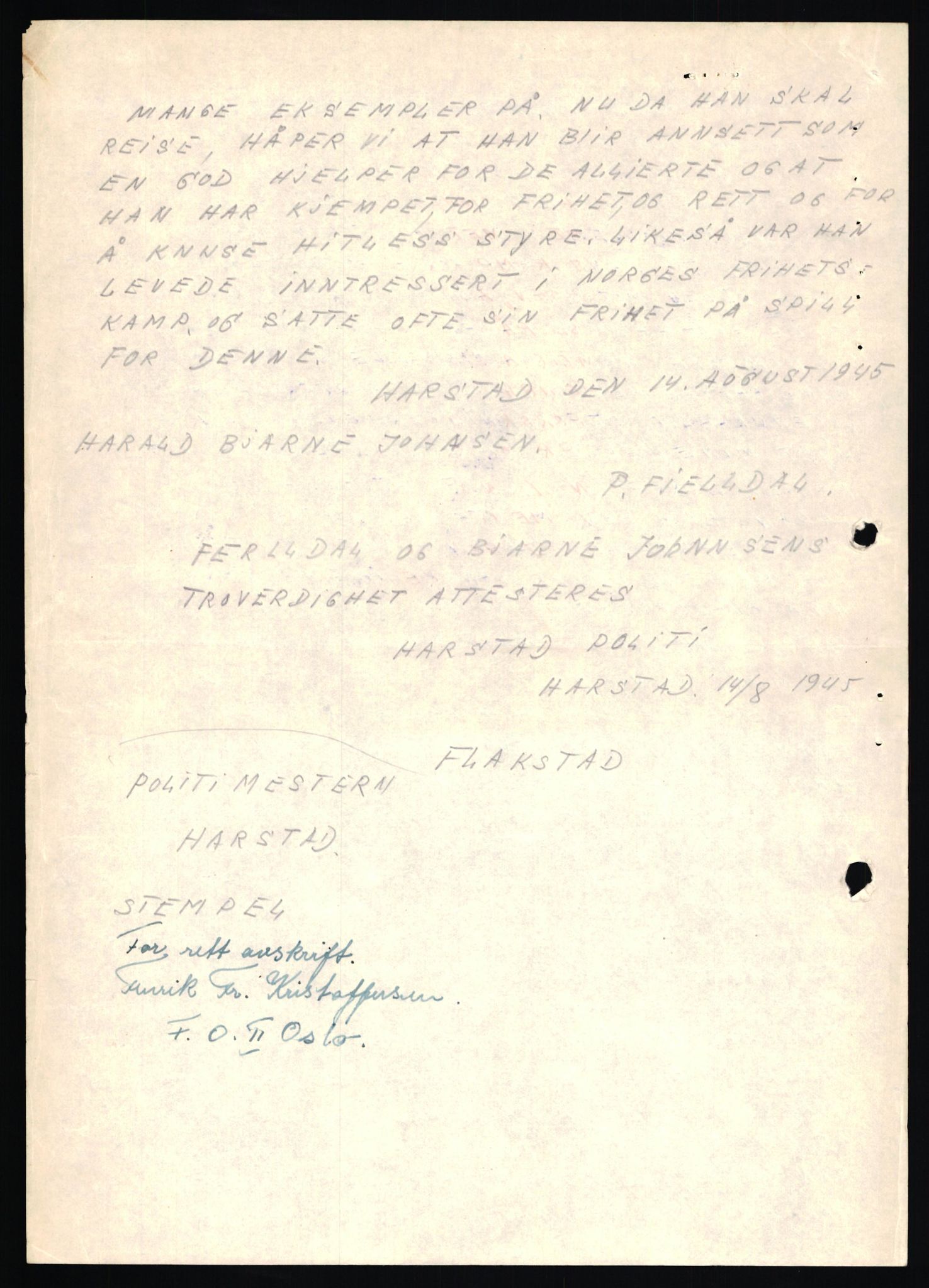 Forsvaret, Forsvarets overkommando II, AV/RA-RAFA-3915/D/Db/L0018: CI Questionaires. Tyske okkupasjonsstyrker i Norge. Tyskere., 1945-1946, p. 465