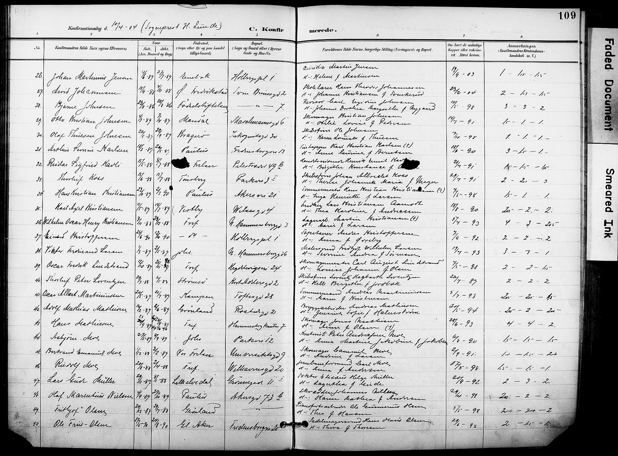 Trefoldighet prestekontor Kirkebøker, SAO/A-10882/F/Fb/L0004: Parish register (official) no. II 4, 1896-1915, p. 109