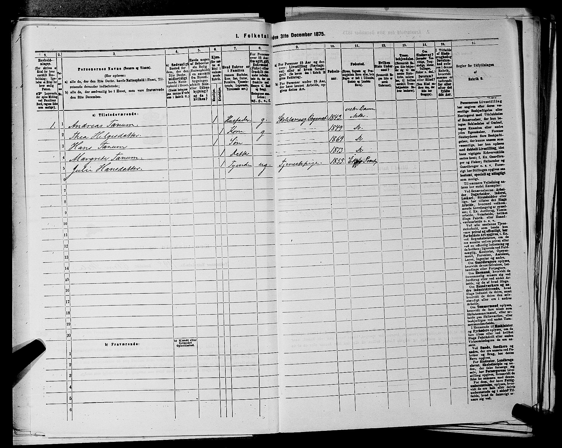 RA, 1875 census for 0220P Asker, 1875, p. 2495