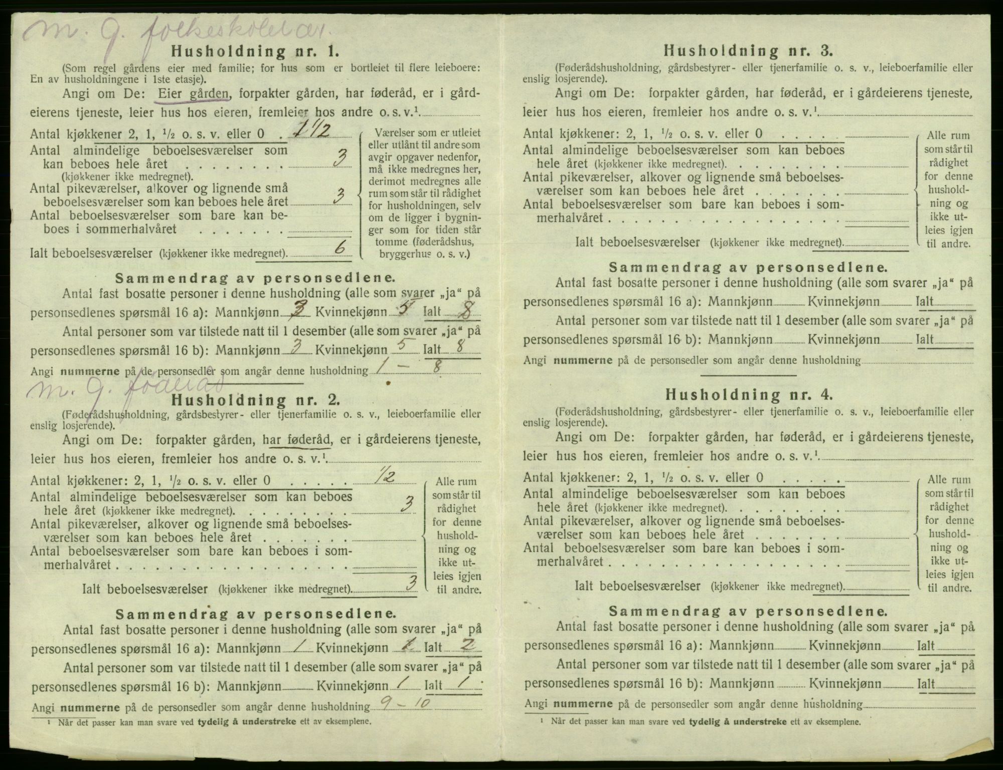 SAB, 1920 census for Fjell, 1920, p. 1210