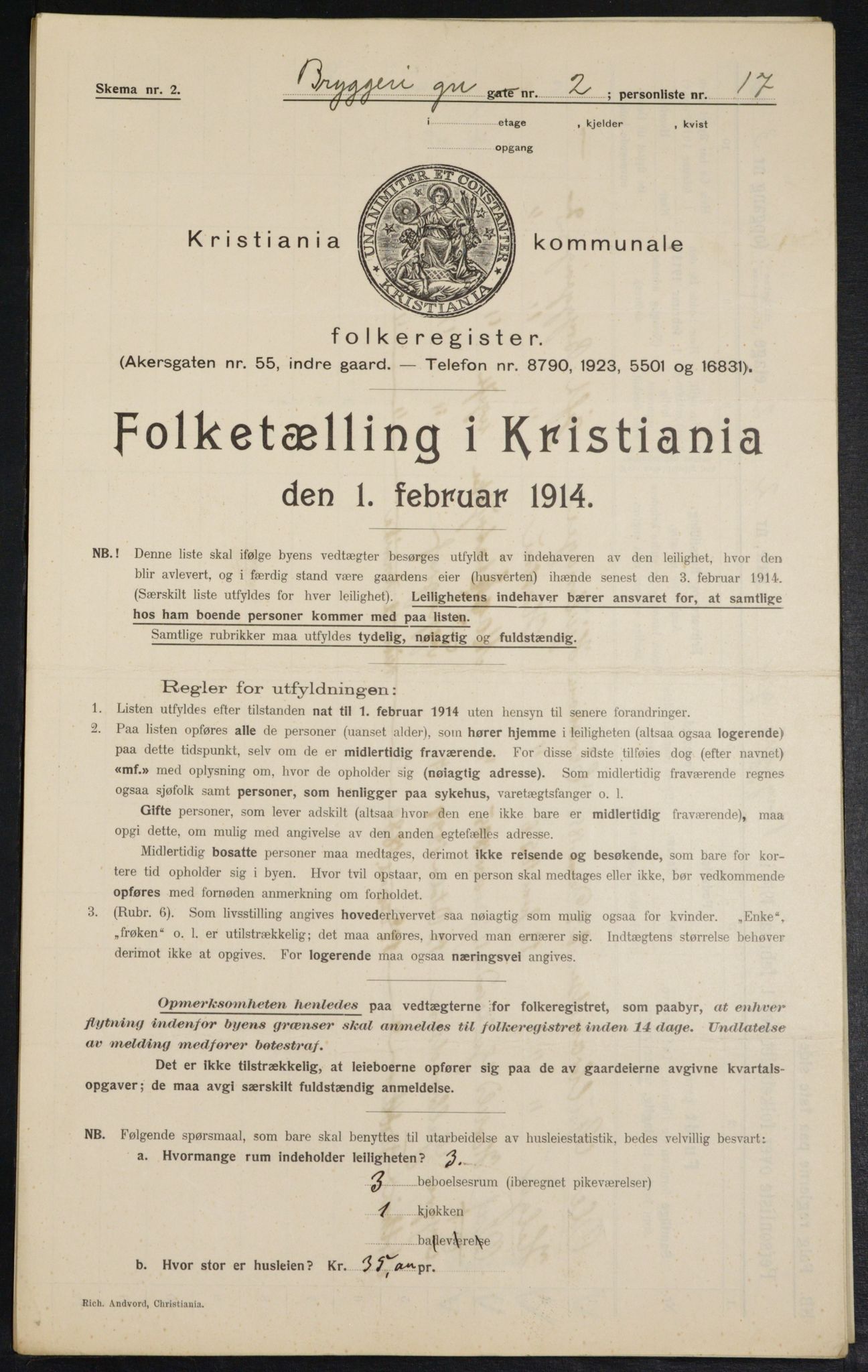 OBA, Municipal Census 1914 for Kristiania, 1914, p. 10068