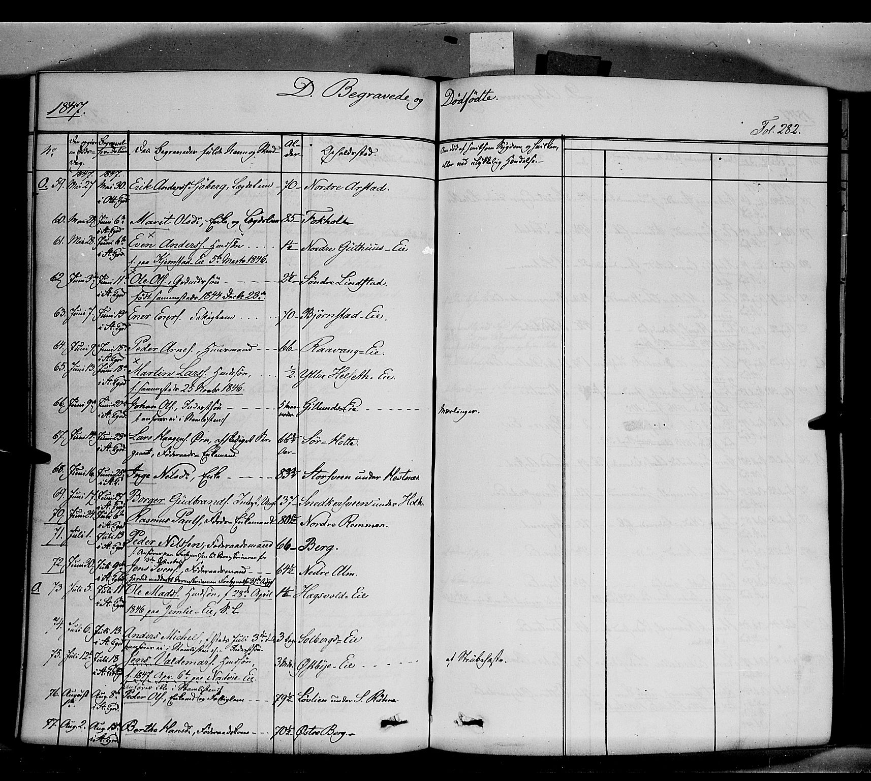 Stange prestekontor, AV/SAH-PREST-002/K/L0011: Parish register (official) no. 11, 1846-1852, p. 282