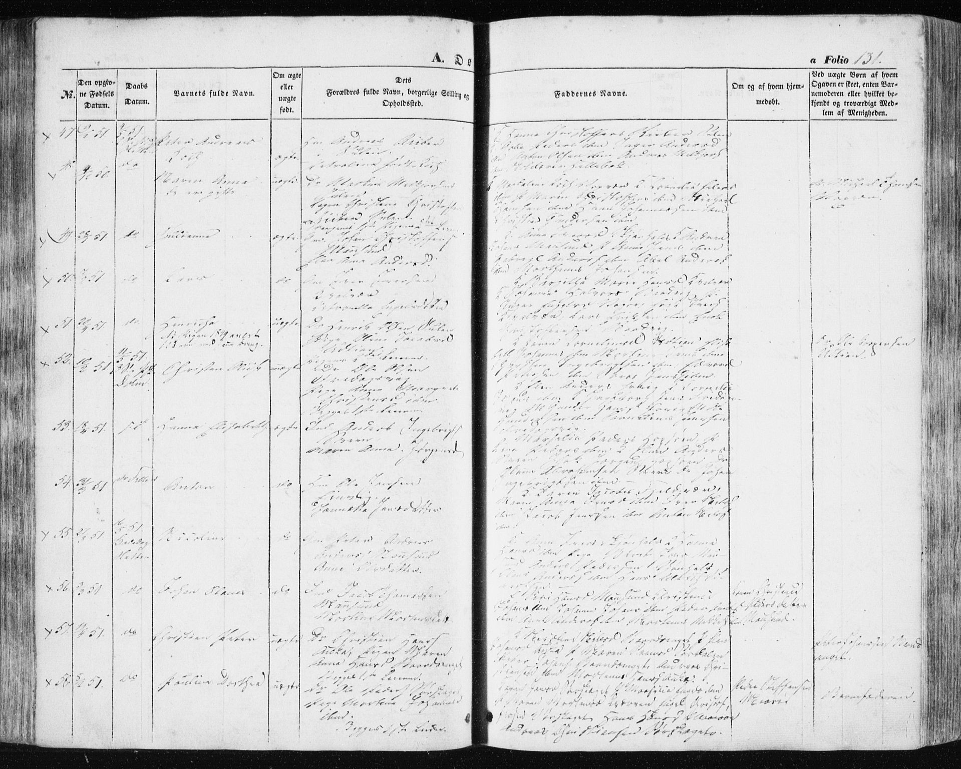 Ministerialprotokoller, klokkerbøker og fødselsregistre - Sør-Trøndelag, SAT/A-1456/634/L0529: Parish register (official) no. 634A05, 1843-1851, p. 131