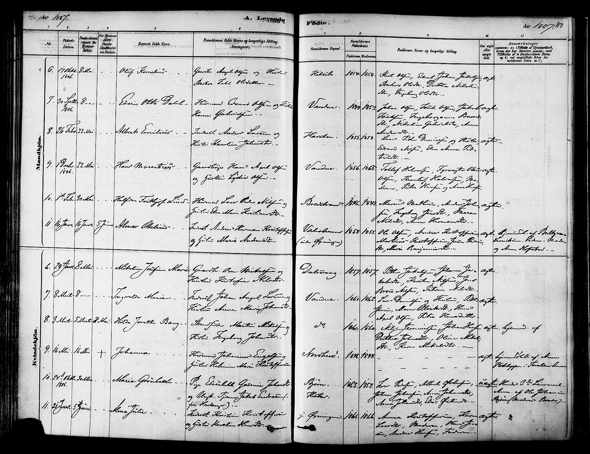 Ministerialprotokoller, klokkerbøker og fødselsregistre - Nordland, AV/SAT-A-1459/834/L0507: Parish register (official) no. 834A05, 1878-1892, p. 117