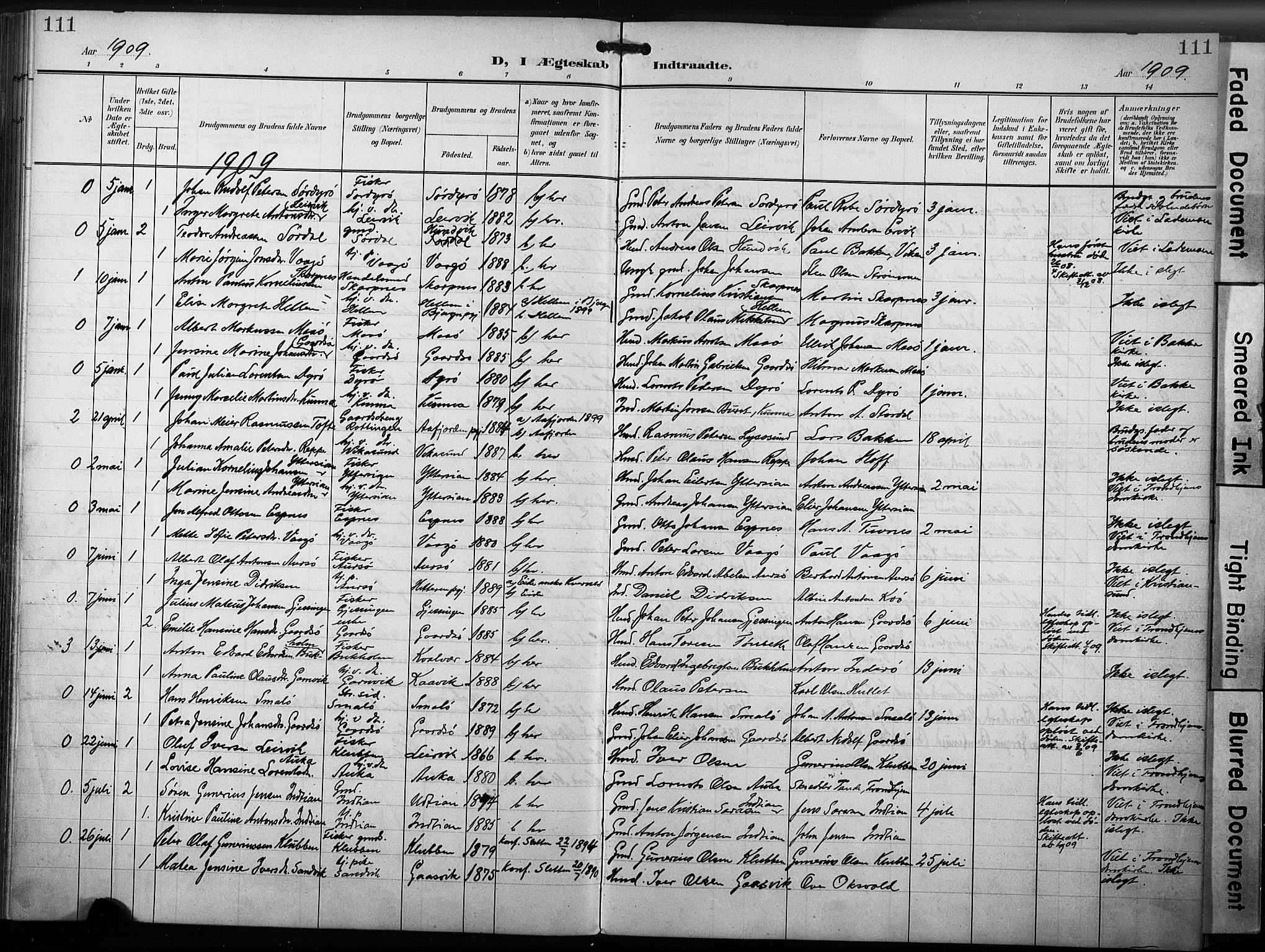 Ministerialprotokoller, klokkerbøker og fødselsregistre - Sør-Trøndelag, SAT/A-1456/640/L0580: Parish register (official) no. 640A05, 1902-1910, p. 111