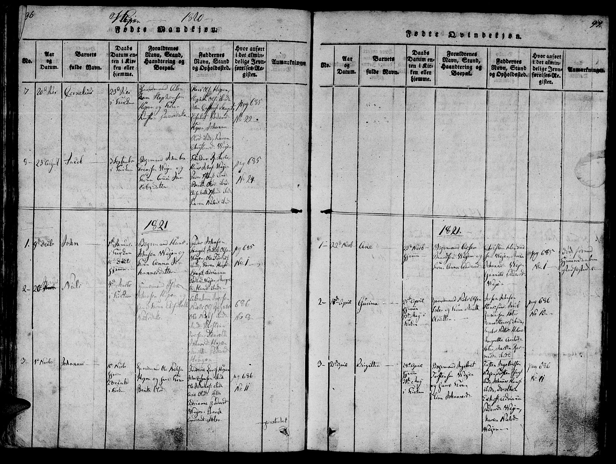 Ministerialprotokoller, klokkerbøker og fødselsregistre - Møre og Romsdal, AV/SAT-A-1454/581/L0935: Parish register (official) no. 581A03 /3, 1819-1827, p. 96-97