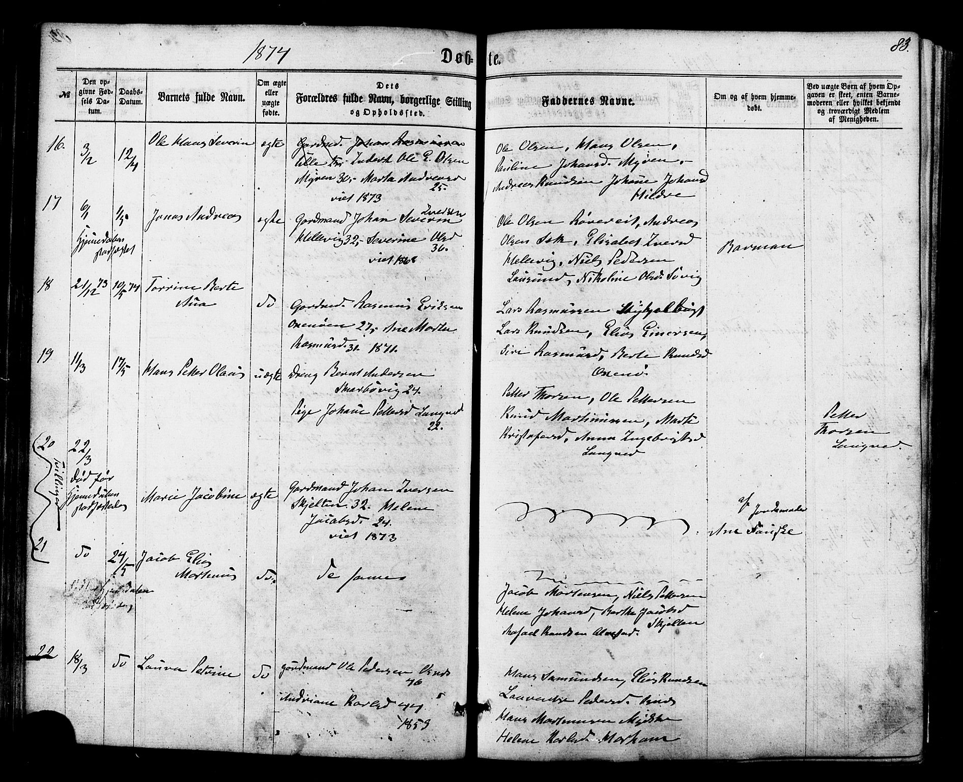 Ministerialprotokoller, klokkerbøker og fødselsregistre - Møre og Romsdal, AV/SAT-A-1454/536/L0498: Parish register (official) no. 536A07, 1862-1875, p. 83