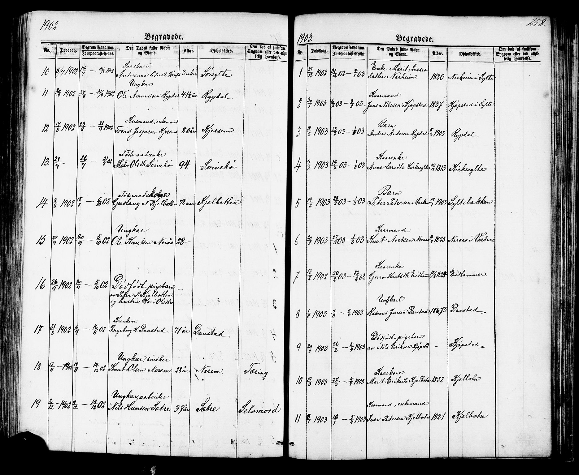 Ministerialprotokoller, klokkerbøker og fødselsregistre - Møre og Romsdal, SAT/A-1454/541/L0547: Parish register (copy) no. 541C02, 1867-1921, p. 258