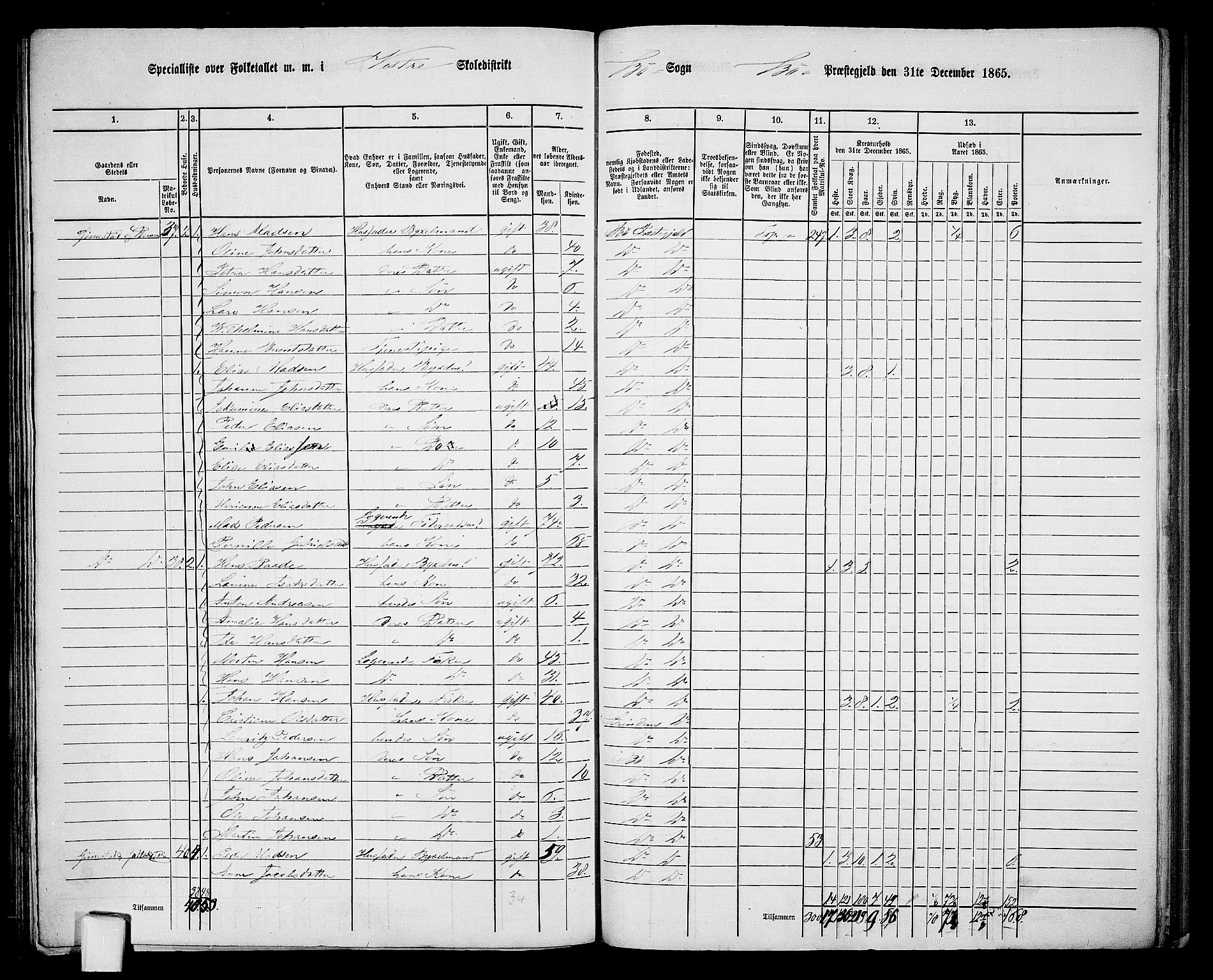 RA, 1865 census for Bø, 1865, p. 84