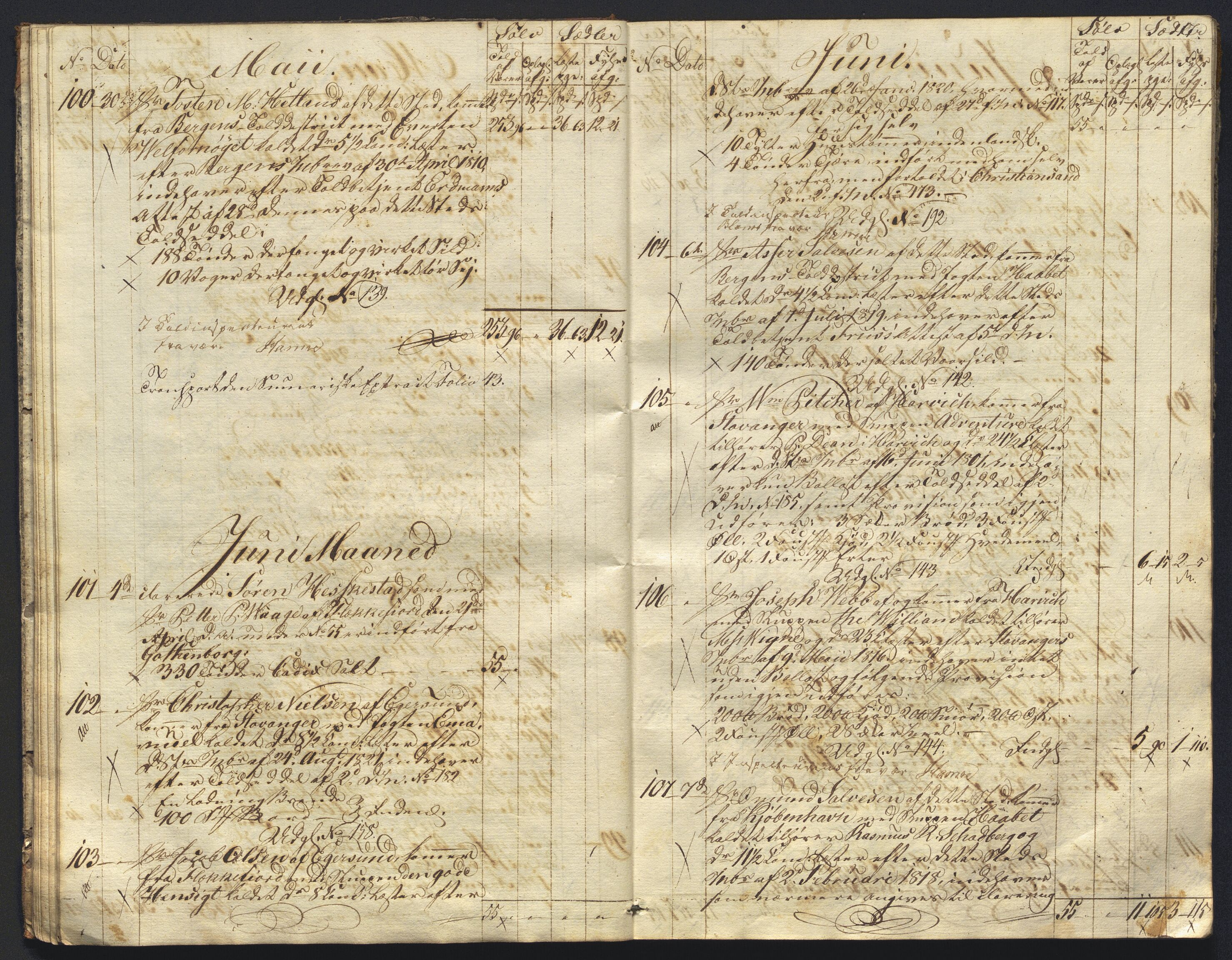 Revisjonsdepartementet, 2. revisjonskontor, AV/RA-S-1115/E/E015/L0059: Egersund: Tollbok, 1825, p. 16b-17a