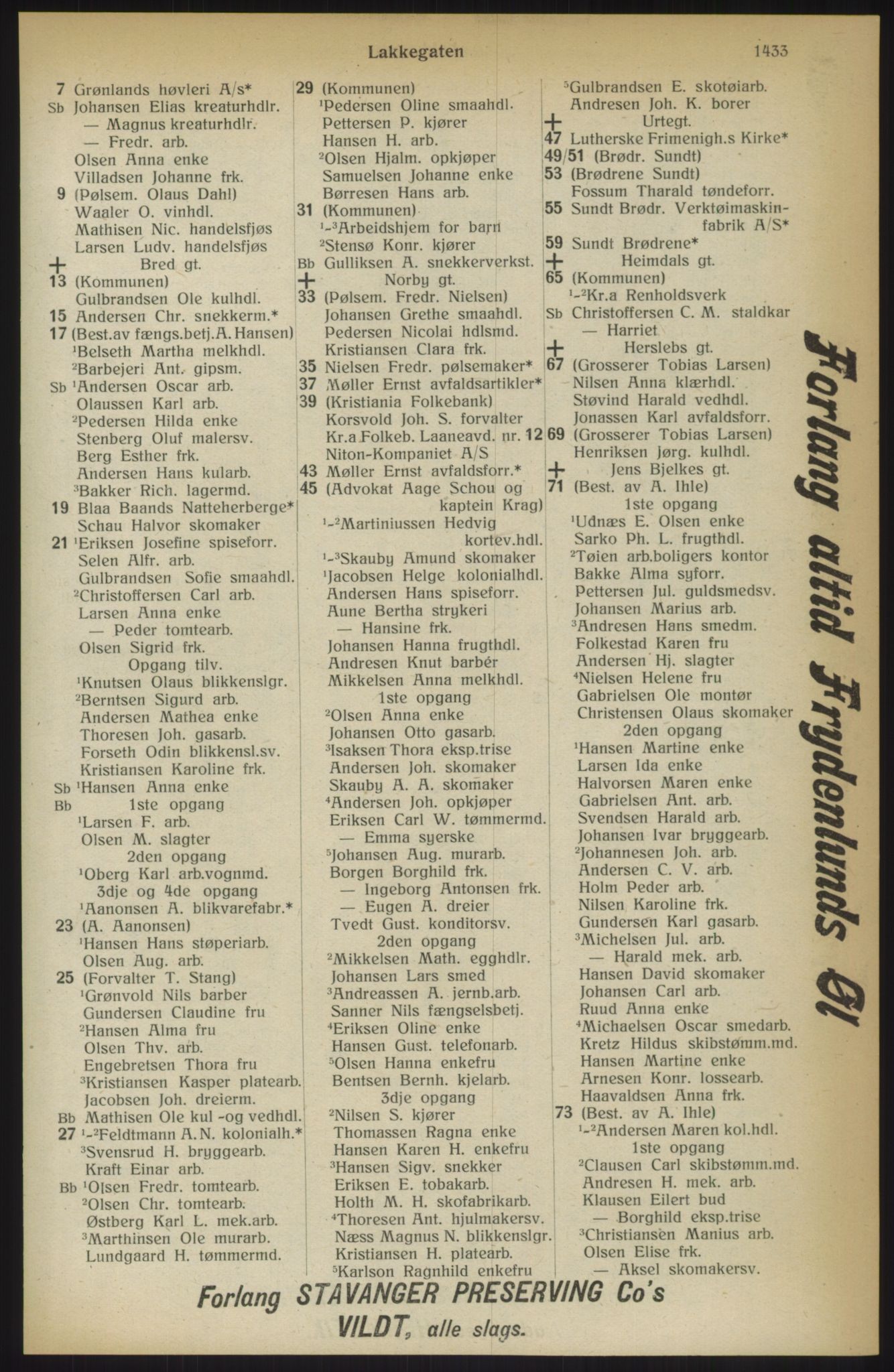 Kristiania/Oslo adressebok, PUBL/-, 1914, p. 1433