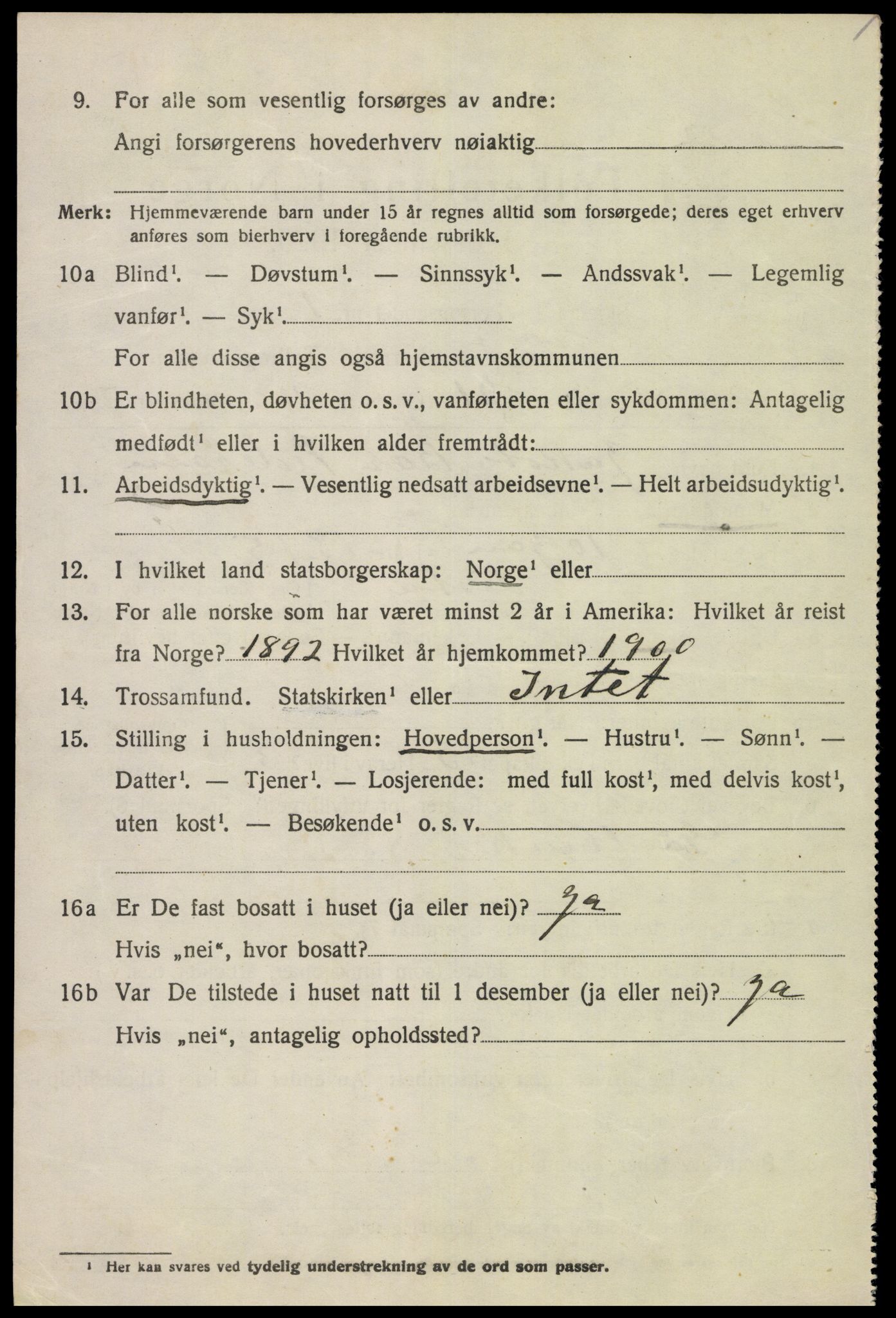 SAK, 1920 census for Lista, 1920, p. 4624