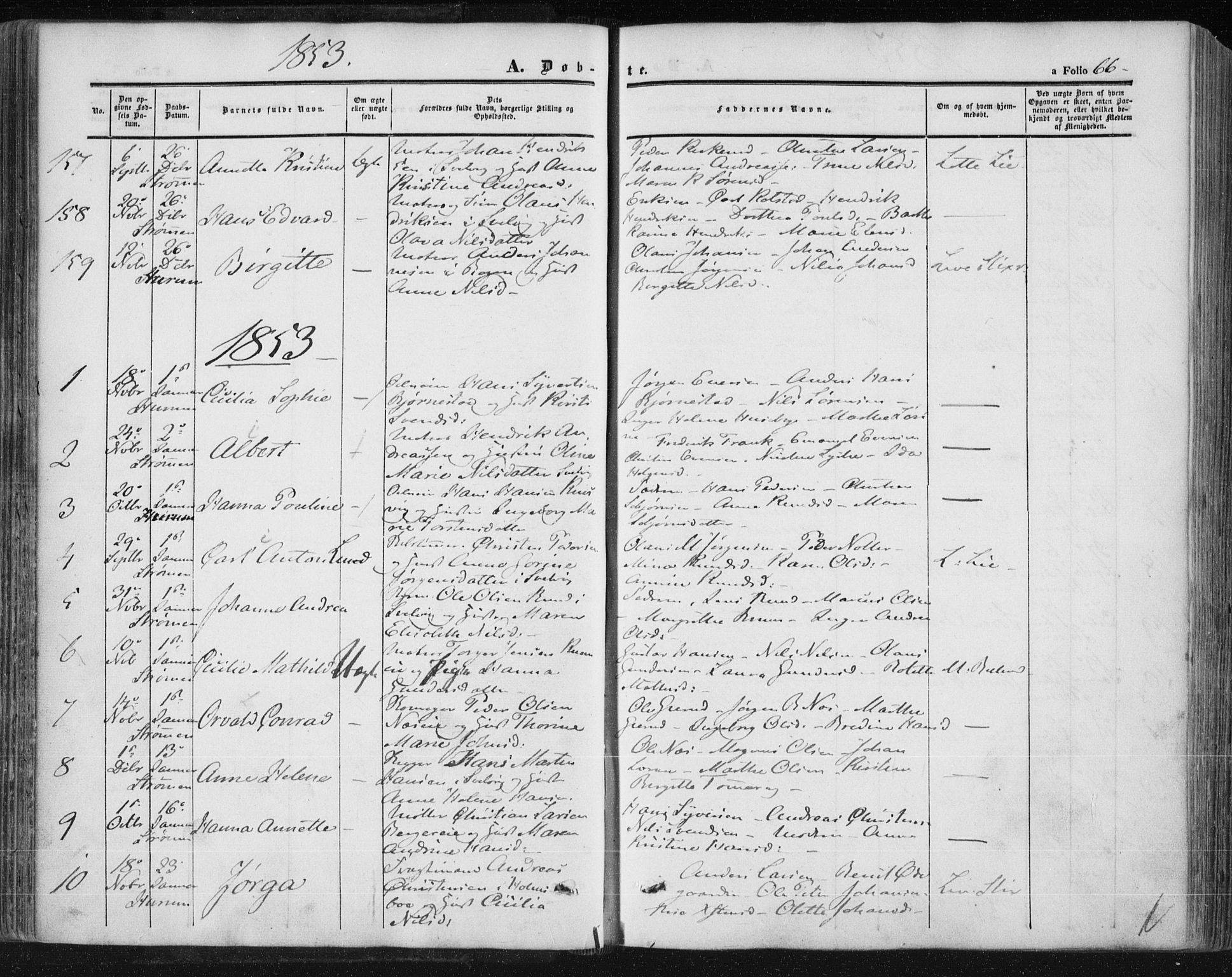 Hurum kirkebøker, AV/SAKO-A-229/F/Fa/L0011: Parish register (official) no. 11, 1847-1860, p. 66