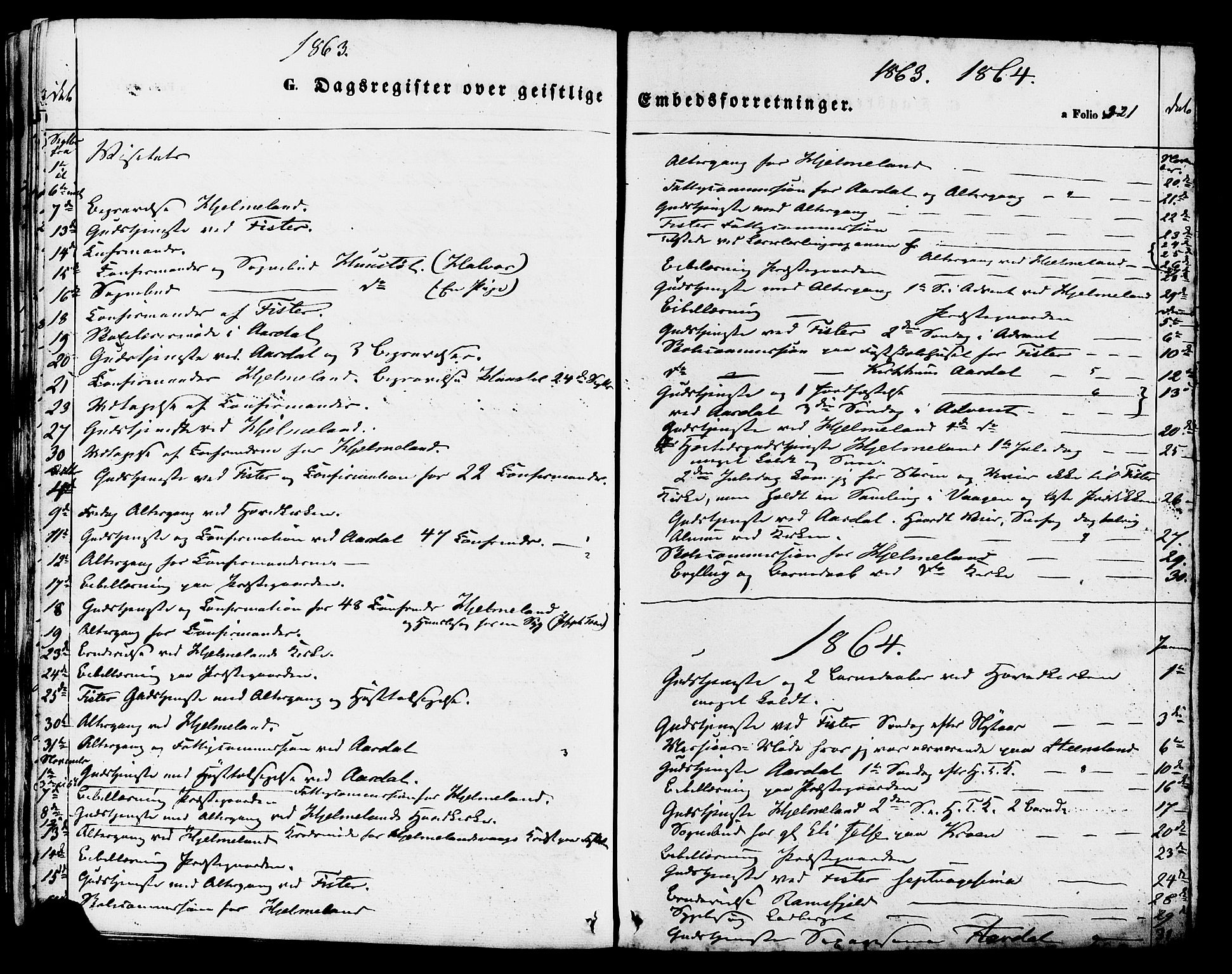 Hjelmeland sokneprestkontor, SAST/A-101843/01/IV/L0011: Parish register (official) no. A 11, 1861-1878, p. 321