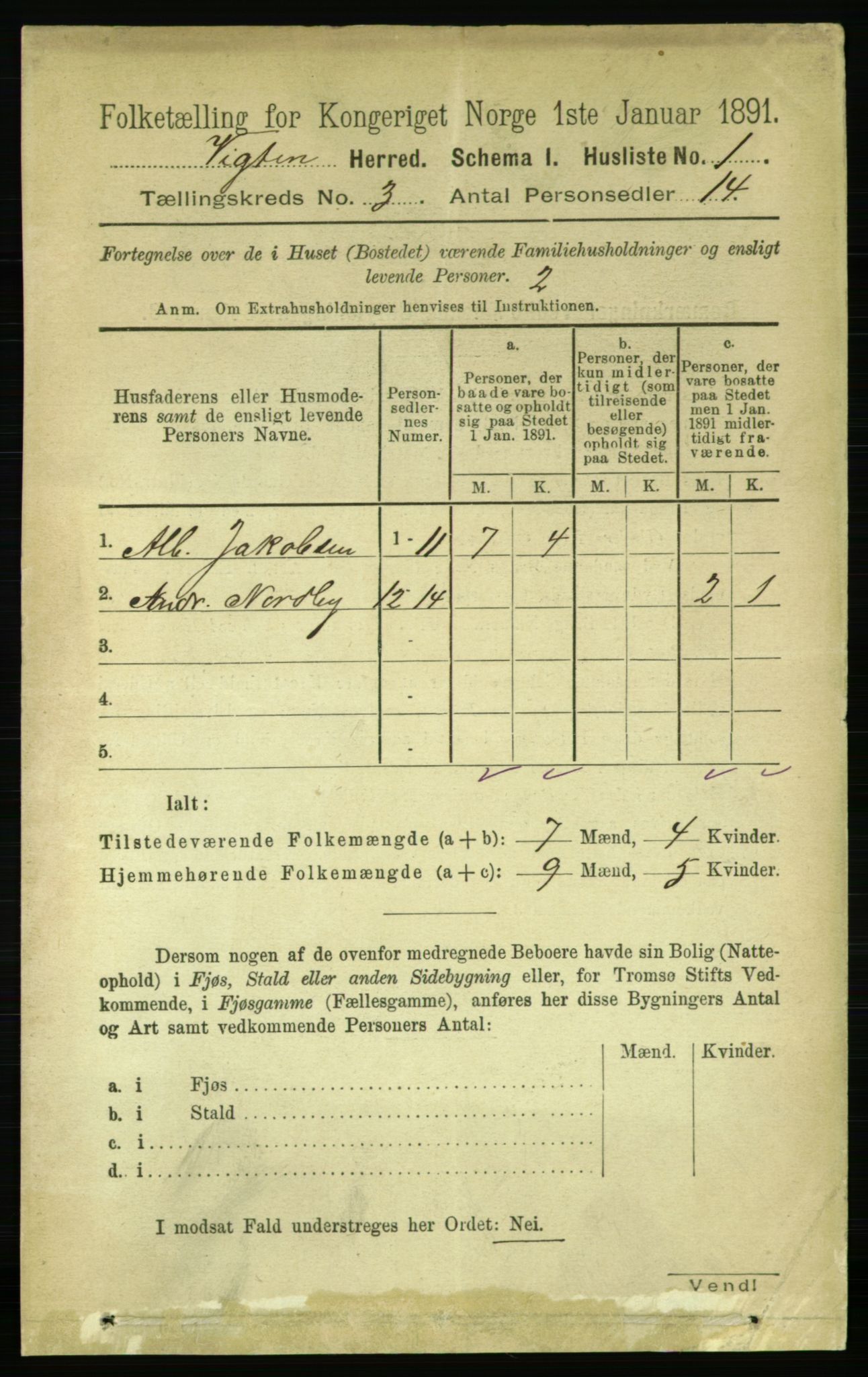 RA, 1891 census for 1750 Vikna, 1891, p. 1659