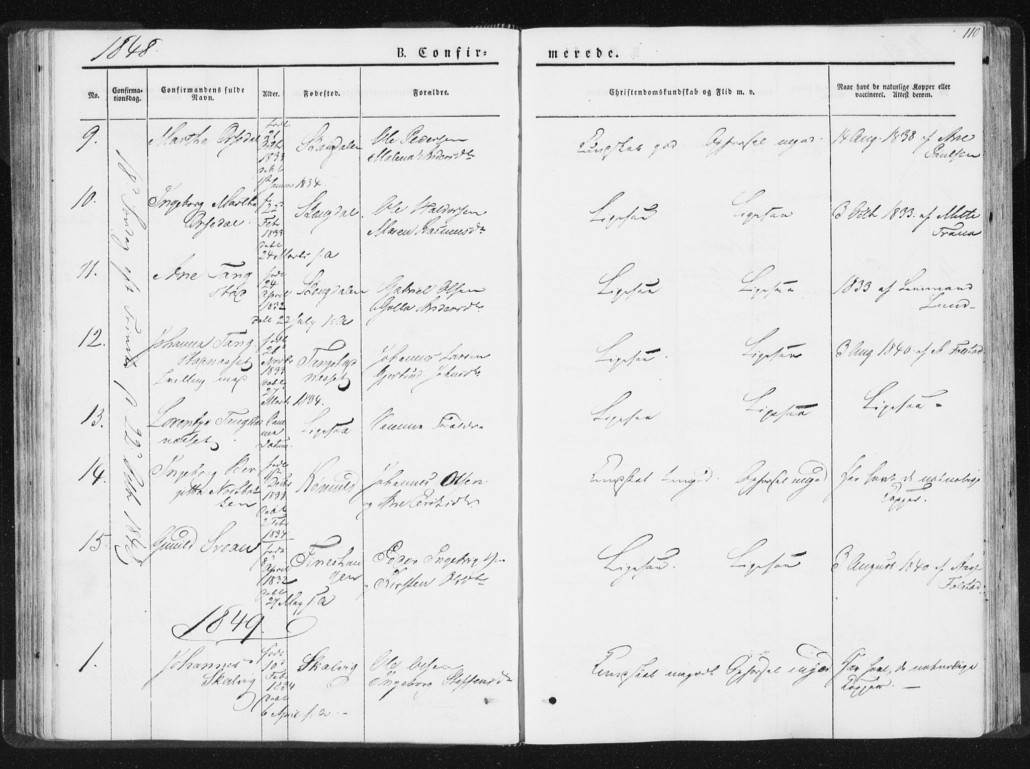 Ministerialprotokoller, klokkerbøker og fødselsregistre - Nord-Trøndelag, SAT/A-1458/744/L0418: Parish register (official) no. 744A02, 1843-1866, p. 110