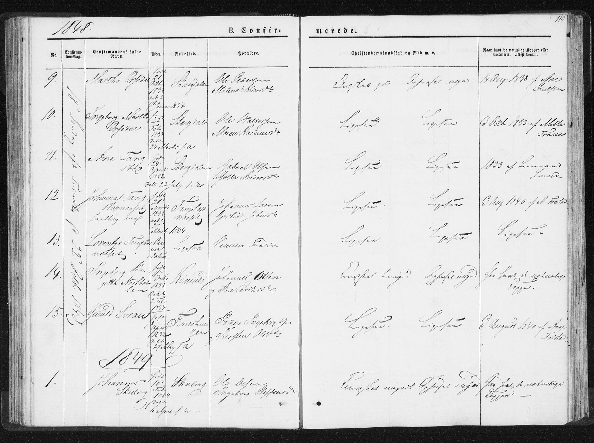 Ministerialprotokoller, klokkerbøker og fødselsregistre - Nord-Trøndelag, AV/SAT-A-1458/744/L0418: Parish register (official) no. 744A02, 1843-1866, p. 110