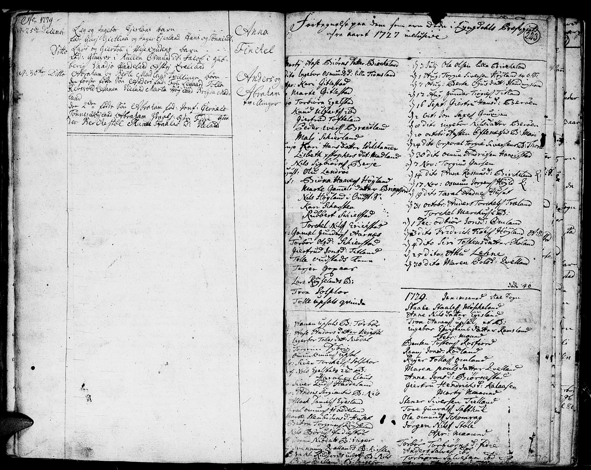 Lyngdal sokneprestkontor, SAK/1111-0029/F/Fa/Fac/L0001: Parish register (official) no. A 1, 1727-1779, p. 223